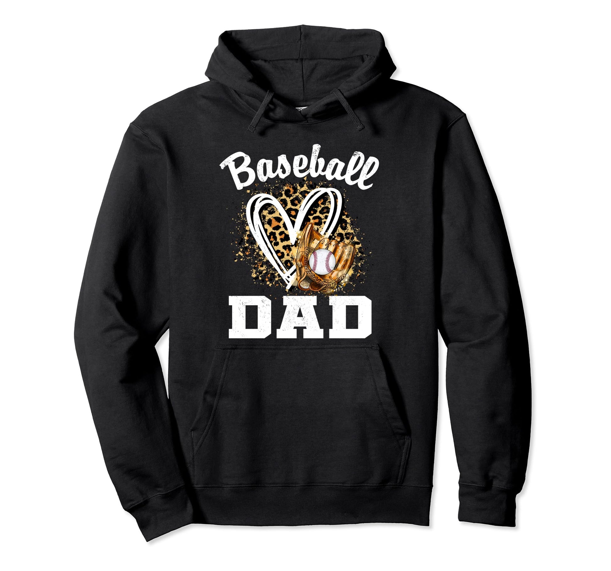 Baseball Dad Leopard Heart Matching Hoodie - Unique Graphic for Adults - T-Shirt, Sweatshirt, Hoodie