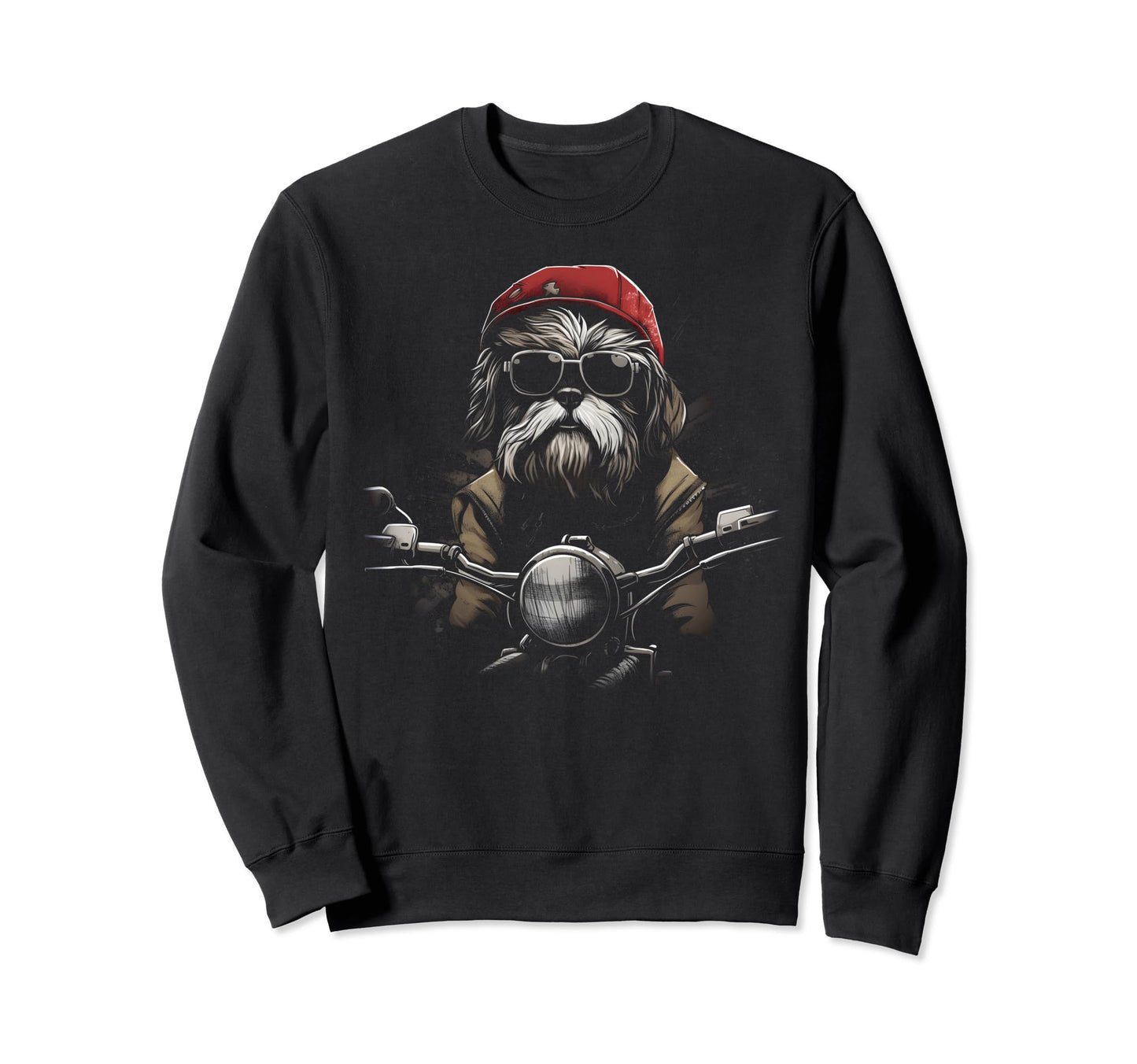 Motorcycle Dad Biker Dog Funny Shih Sweatshirt - Aesthetic Graphic Unisex - T-Shirt, Sweatshirt, Hoodie