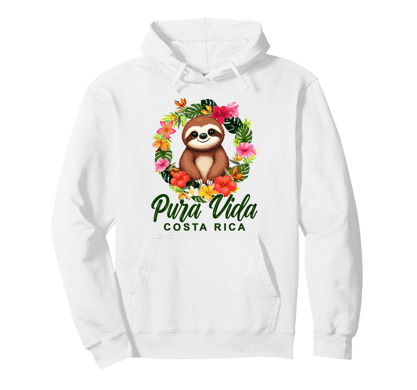 Costa Rica Sloth Floral Family Hoodie - Custom Art Print for Adults - T-Shirt, Sweatshirt, Hoodie