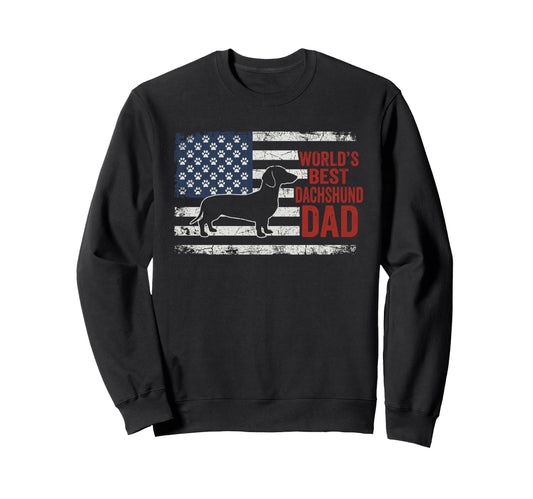 American Flag Patriotic Dachshund Dad Sweatshirt - Novelty Apparel Unisex - T-Shirt, Sweatshirt, Hoodie