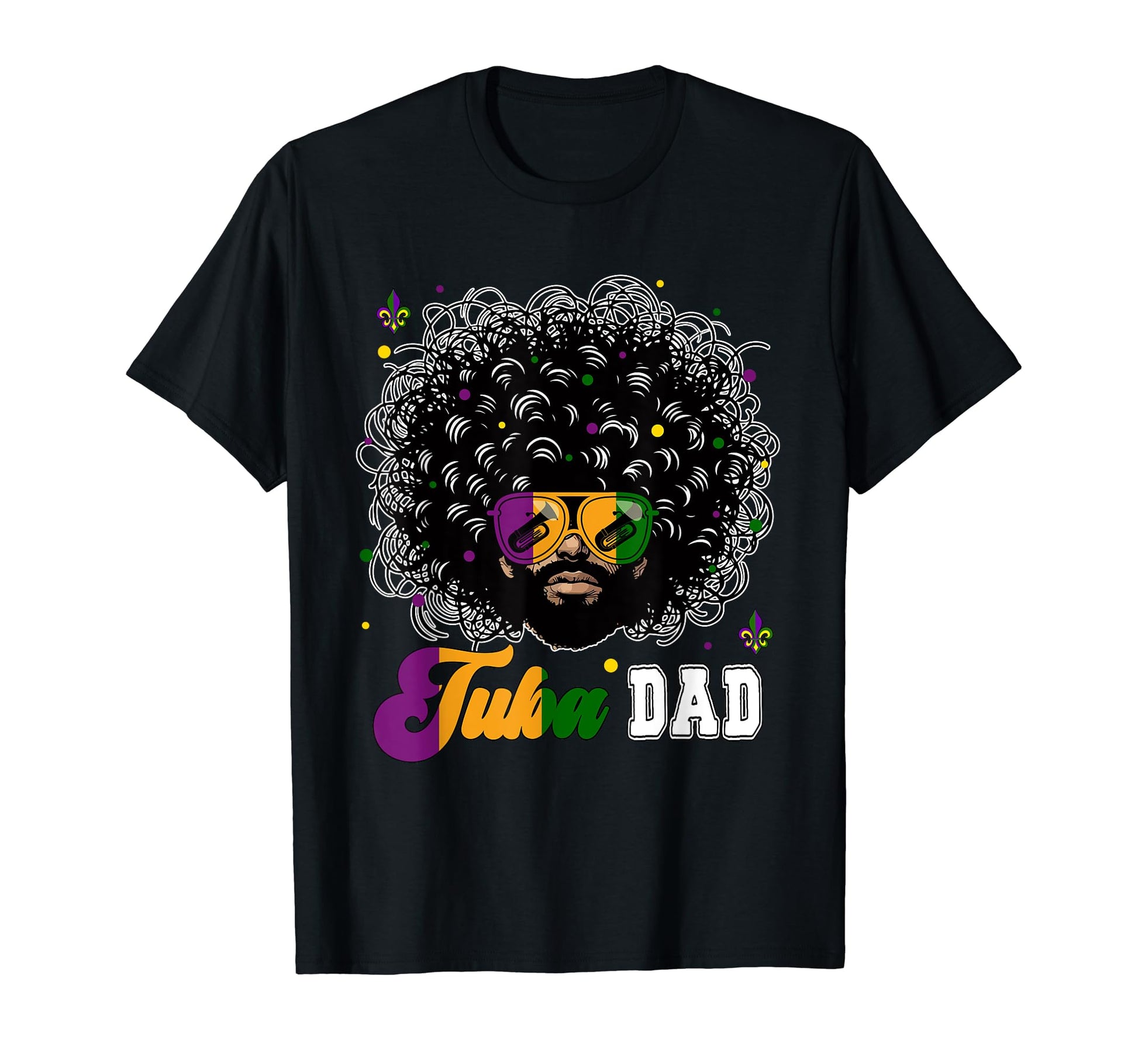 Tuba Dad Mardi Gras Afro T-Shirt - Casual Everyday Wear for Adults - T-Shirt, Sweatshirt, Hoodie