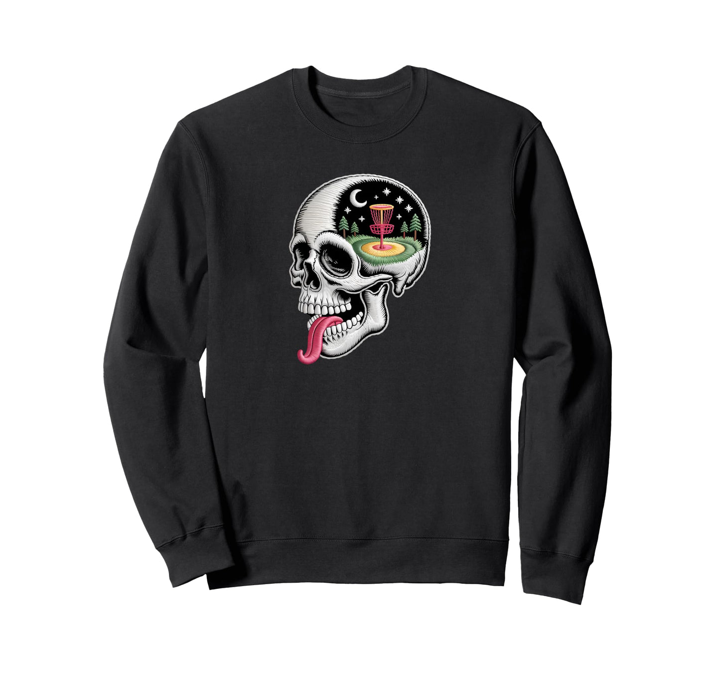 Funny Dreaming Skull Disc Golf Sweatshirt - Trendy Graphic for Adults - T-Shirt, Sweatshirt, Hoodie