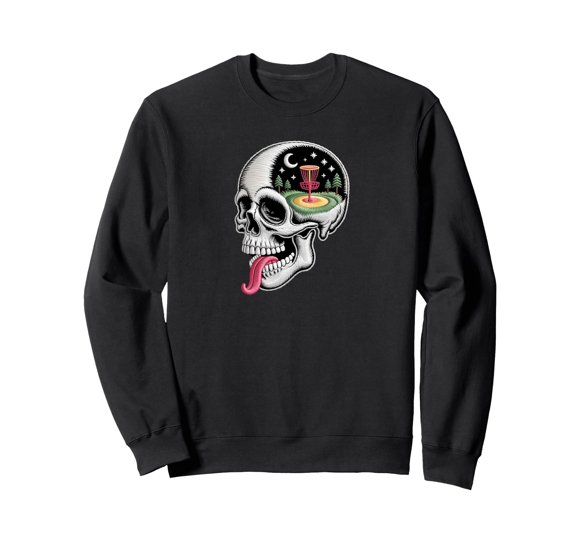 Funny Dreaming Skull Disc Golf Sweatshirt - Trendy Graphic for Adults - T-Shirt, Sweatshirt, Hoodie