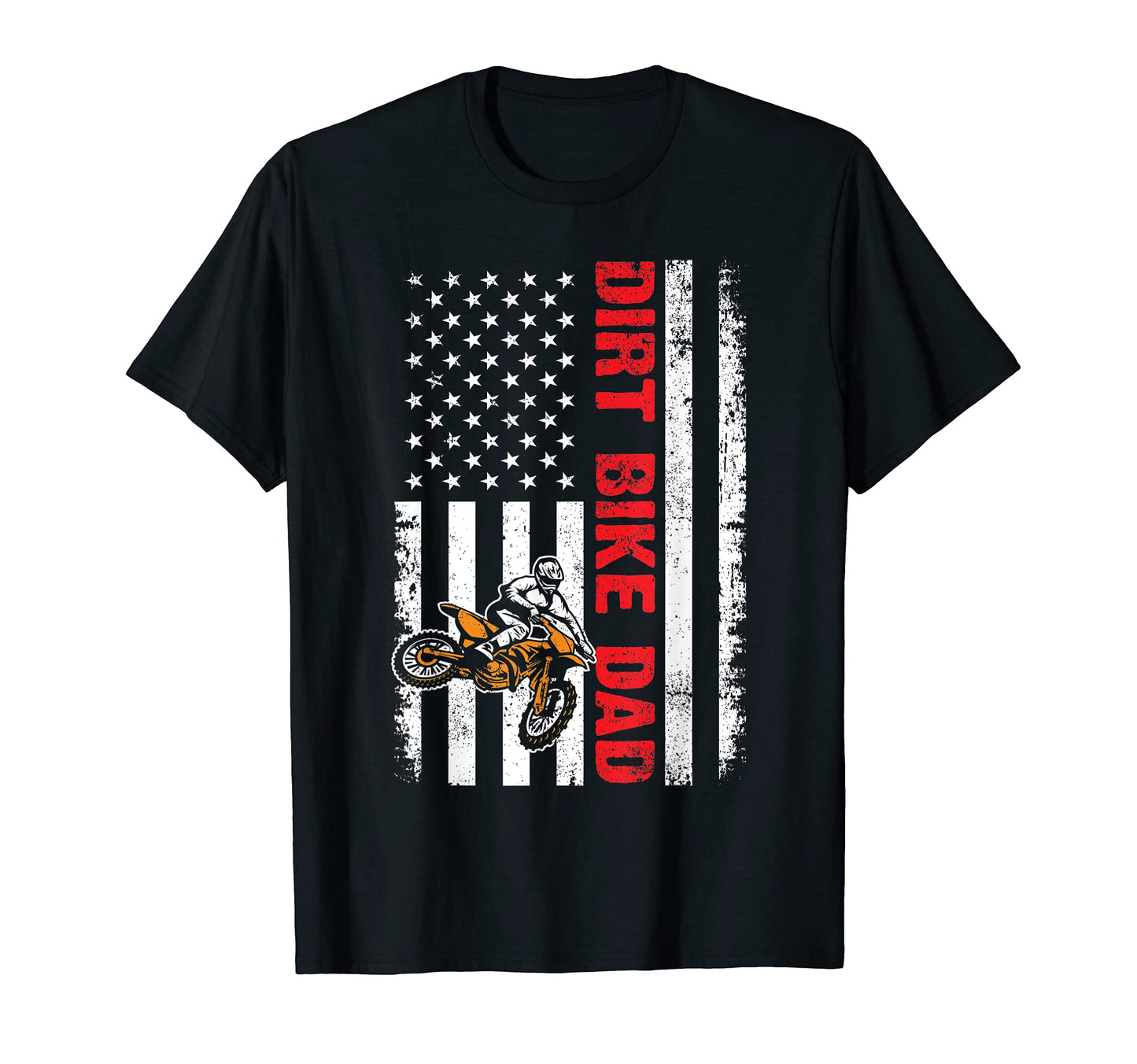 Mens Dirt Bike Dad American Flag Usa T-Shirt - Custom Art Print Men Women - T-Shirt, Sweatshirt, Hoodie