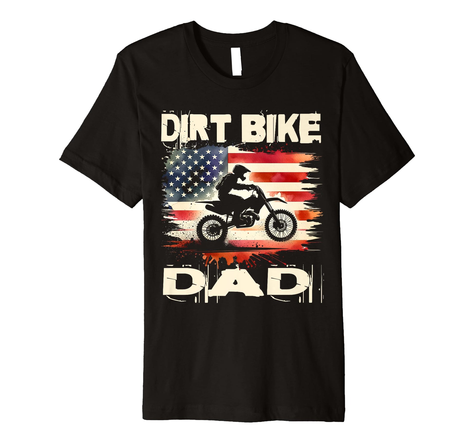 Dirt Bike Dad American Flag Motorbike T-Shirt - Aesthetic Graphic Men Women - T-Shirt, Sweatshirt, Hoodie