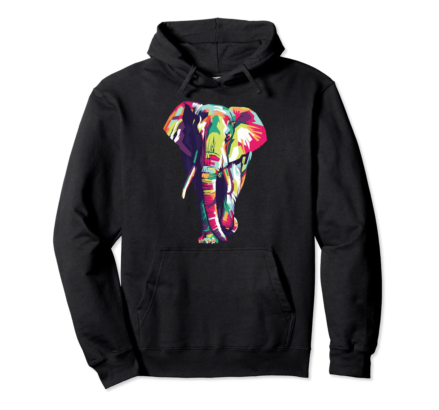 Colorful Elephant Walking Pop Art Hoodie - Casual Everyday Wear Unisex - T-Shirt, Sweatshirt, Hoodie