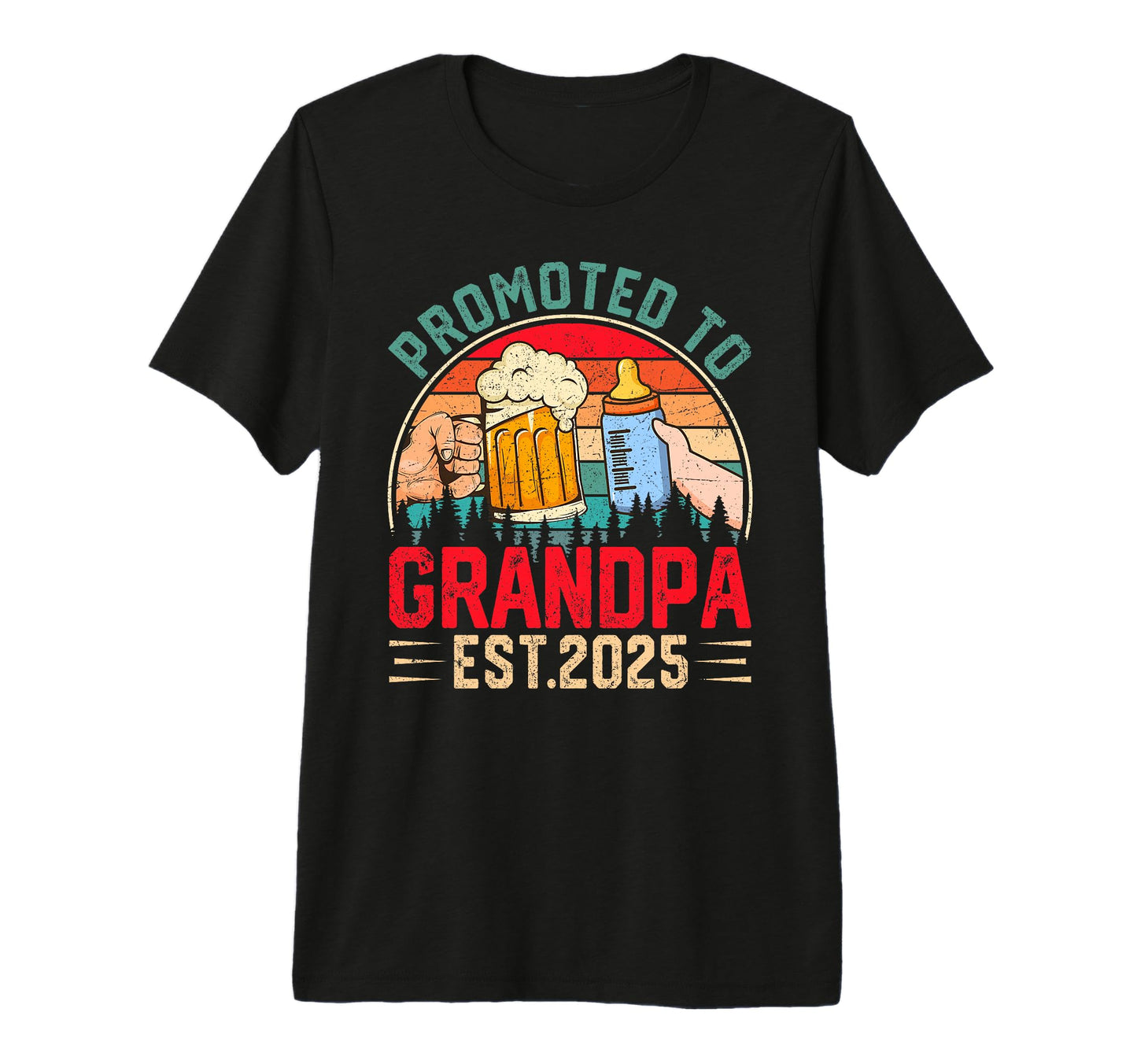 Grandpa To Be Promoted To Grandpa Est 2025 T-Shirt - Trendy Graphic Unisex - T-Shirt, Sweatshirt, Hoodie