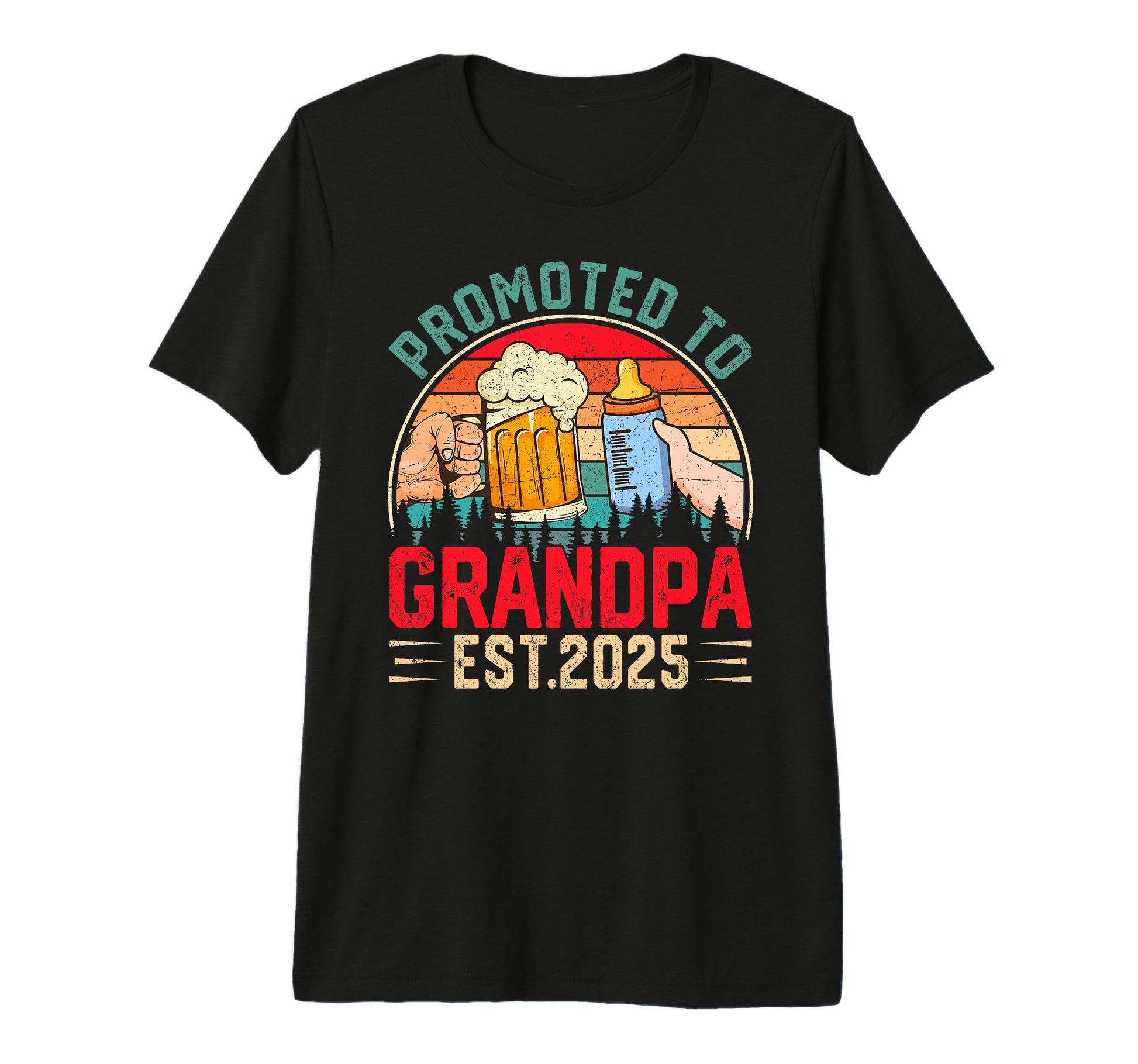 Grandpa To Be Promoted To Grandpa Est 2025 T-Shirt - Trendy Graphic Unisex - T-Shirt, Sweatshirt, Hoodie
