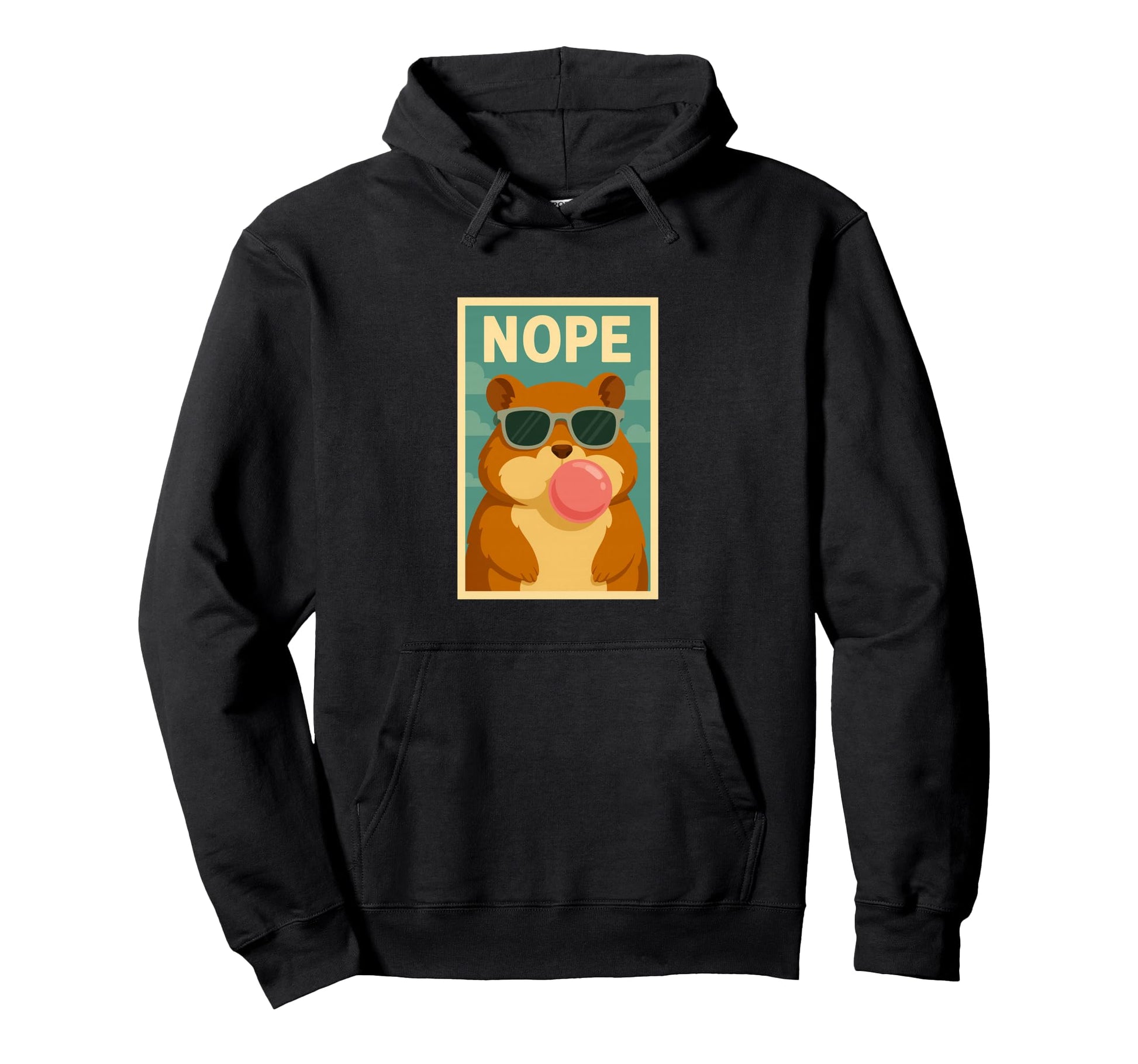 Hamster Nope Chewing Gum Bubble Pop Art Hoodie - Streetwear Style Unisex - T-Shirt, Sweatshirt, Hoodie