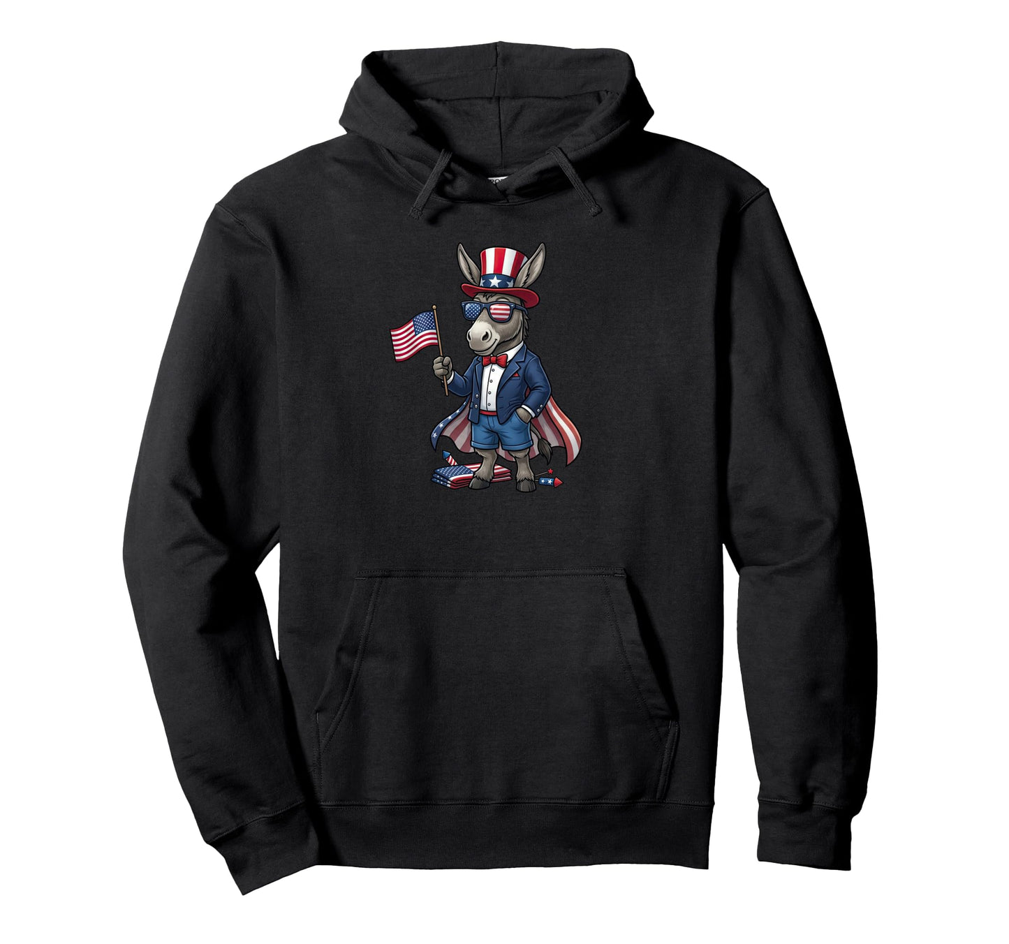 Funny Donkey American Usa Flag Hoodie - Casual Everyday Wear for Adults - T-Shirt, Sweatshirt, Hoodie