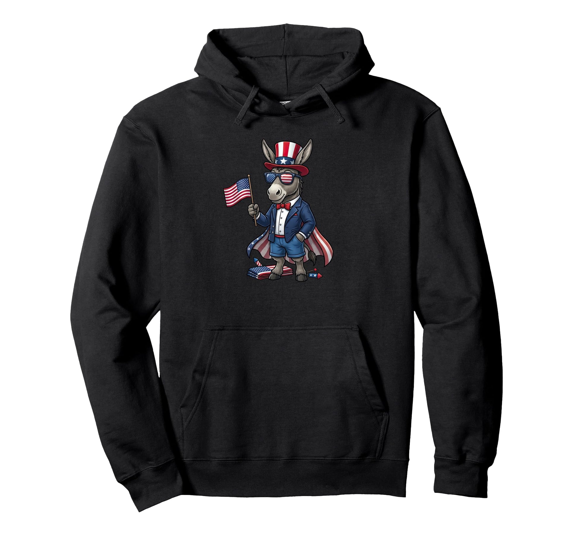 Funny Donkey American Usa Flag Hoodie - Casual Everyday Wear for Adults - T-Shirt, Sweatshirt, Hoodie