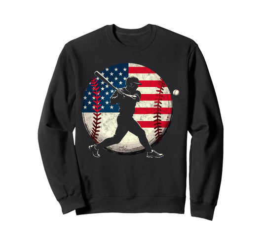 Baseball Us Flag Baseball Lover Dad Sweatshirt - Novelty Apparel Men Women - T-Shirt, Sweatshirt, Hoodie