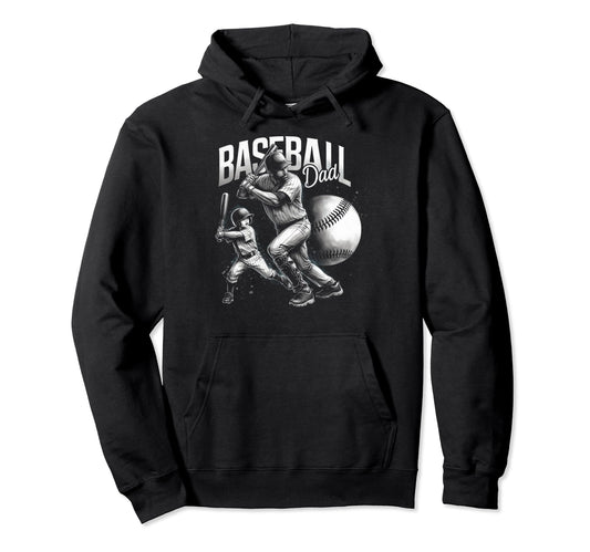 Baseball Dad Fathers Day Hoodie - Graphic Print Men Women - T-Shirt, Sweatshirt, Hoodie
