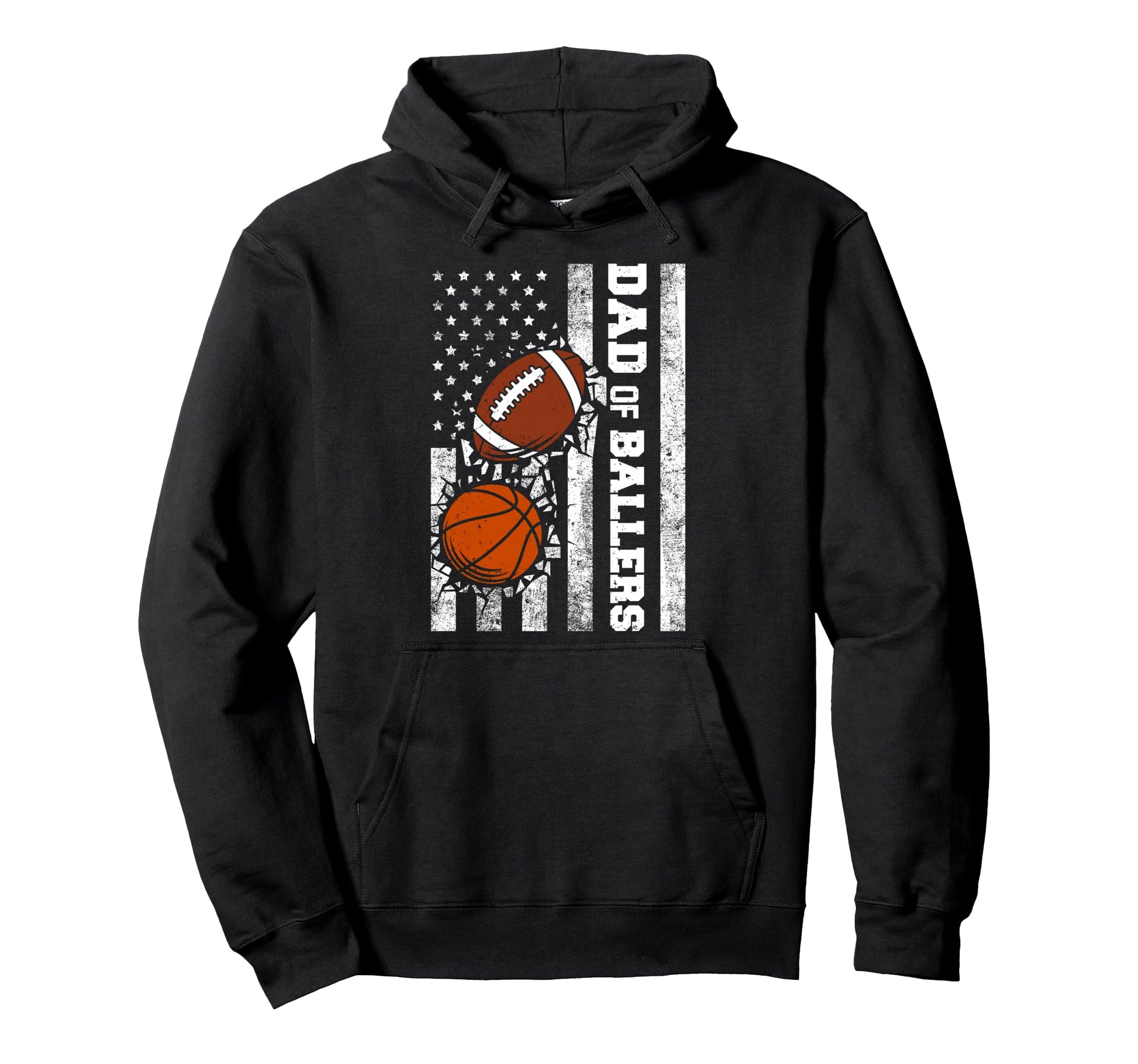 Dad Ballers Funny Usa Flag Football Hoodie - Trendy Graphic Unisex - T-Shirt, Sweatshirt, Hoodie