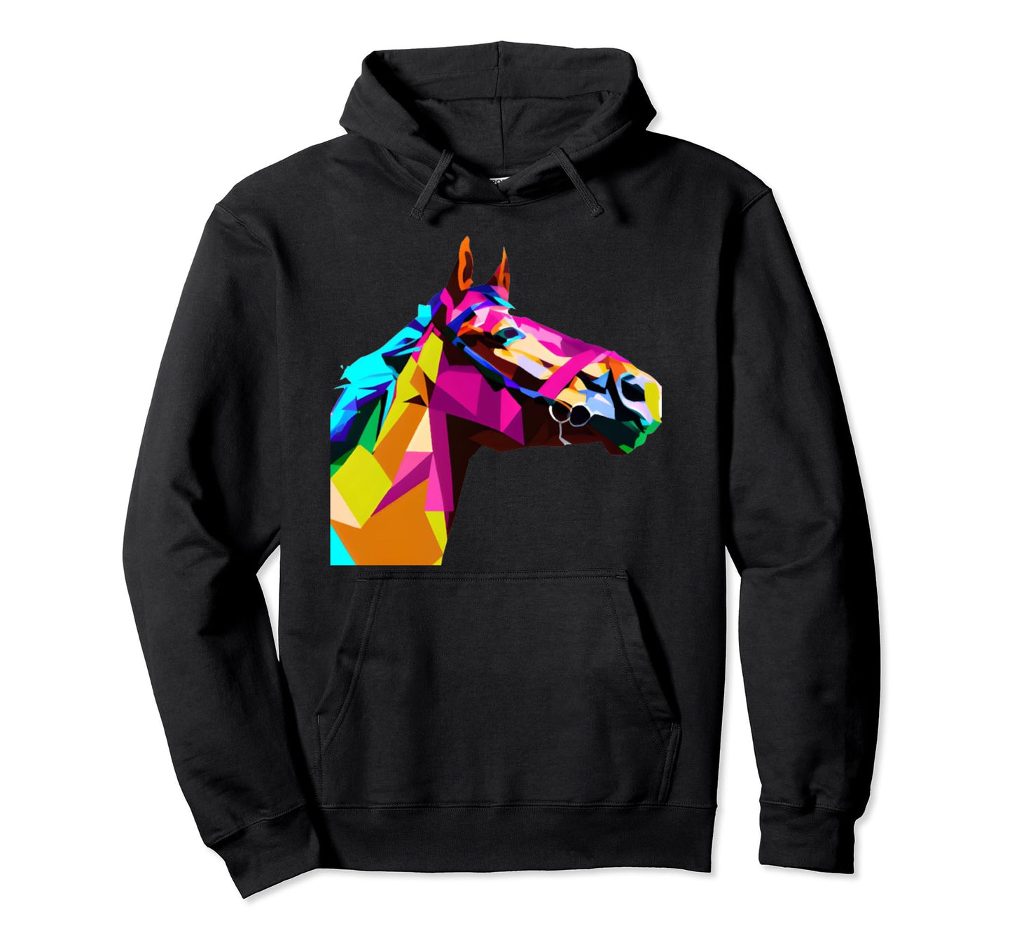 Vibrant Equestrian Colorful Polygon Hoodie - Casual Everyday Wear Unisex - T-Shirt, Sweatshirt, Hoodie