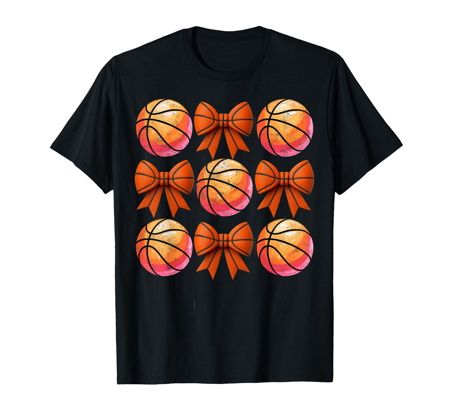 Basketball Balls Ribbon Bows Player Slam T-Shirt - Trendy Graphic Unisex - T-Shirt, Sweatshirt, Hoodie