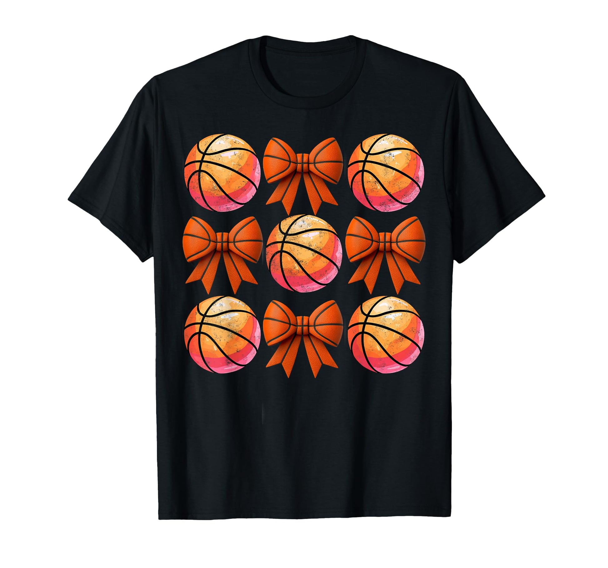 Basketball Balls Ribbon Bows Player Slam T-Shirt - Trendy Graphic Unisex - T-Shirt, Sweatshirt, Hoodie