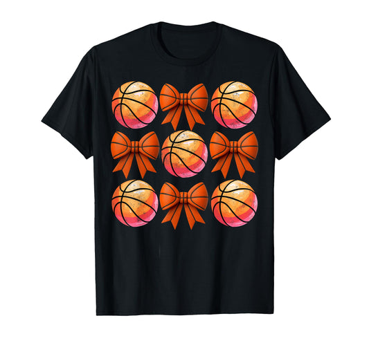 Basketball Balls Ribbon Bows Player Slam T-Shirt - Trendy Graphic Unisex - T-Shirt, Sweatshirt, Hoodie
