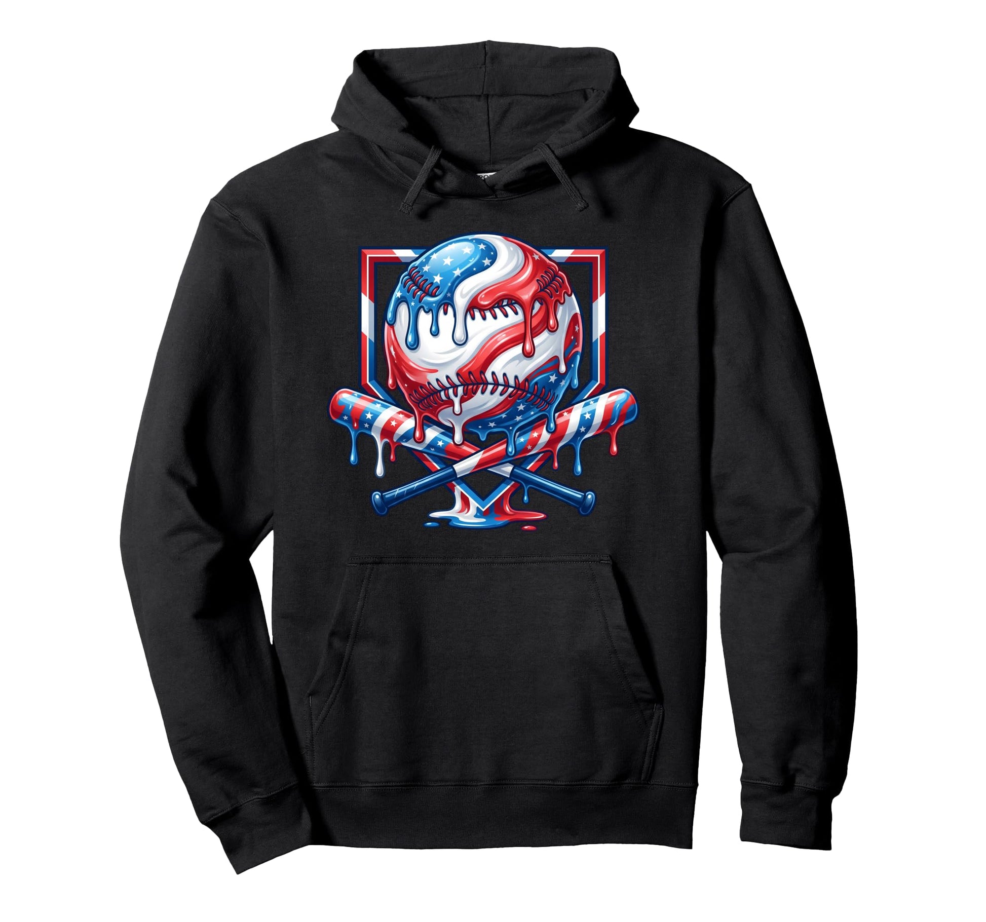 Drip Baseball Funny 4Th July Patriotic Usa Hoodie - Unique Graphic Unisex - T-Shirt, Sweatshirt, Hoodie