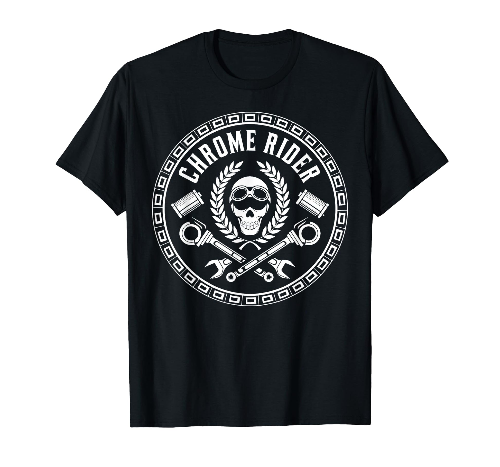 Chrome Rider Motorcycle Skull T-Shirt - Aesthetic Graphic for Adults - T-Shirt, Sweatshirt, Hoodie