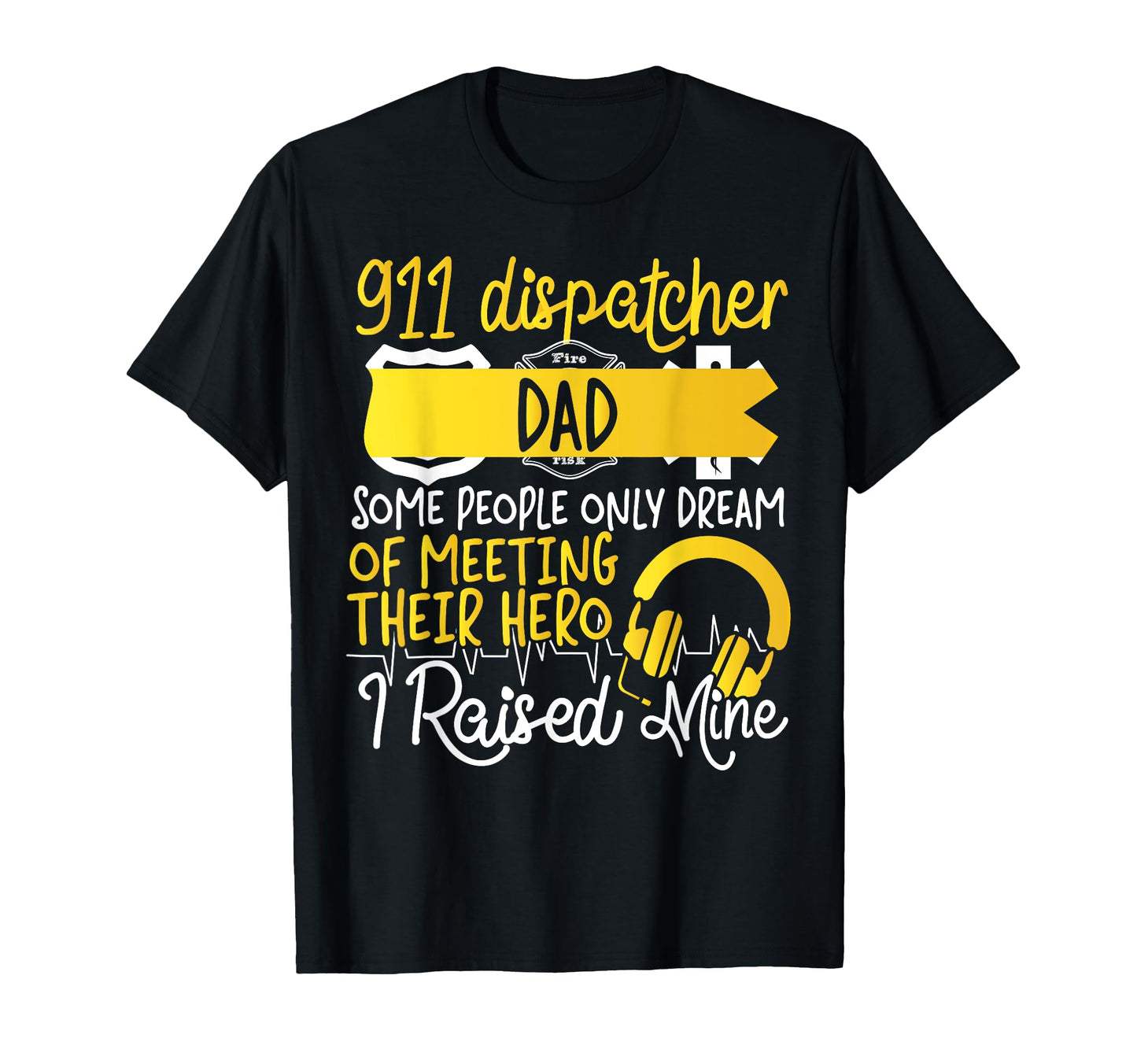 911 Dispatcher Thin Gold Yellow T-Shirt - Fun Novelty Design Men Women - T-Shirt, Sweatshirt, Hoodie