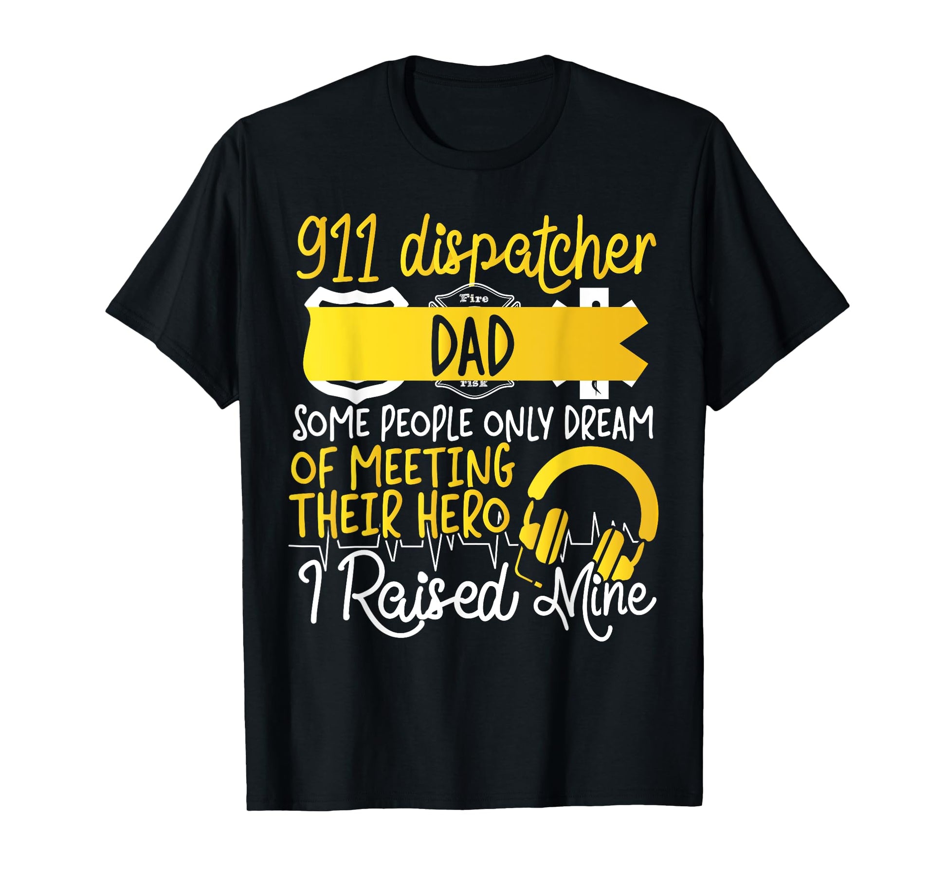 911 Dispatcher Thin Gold Yellow T-Shirt - Fun Novelty Design Men Women - T-Shirt, Sweatshirt, Hoodie