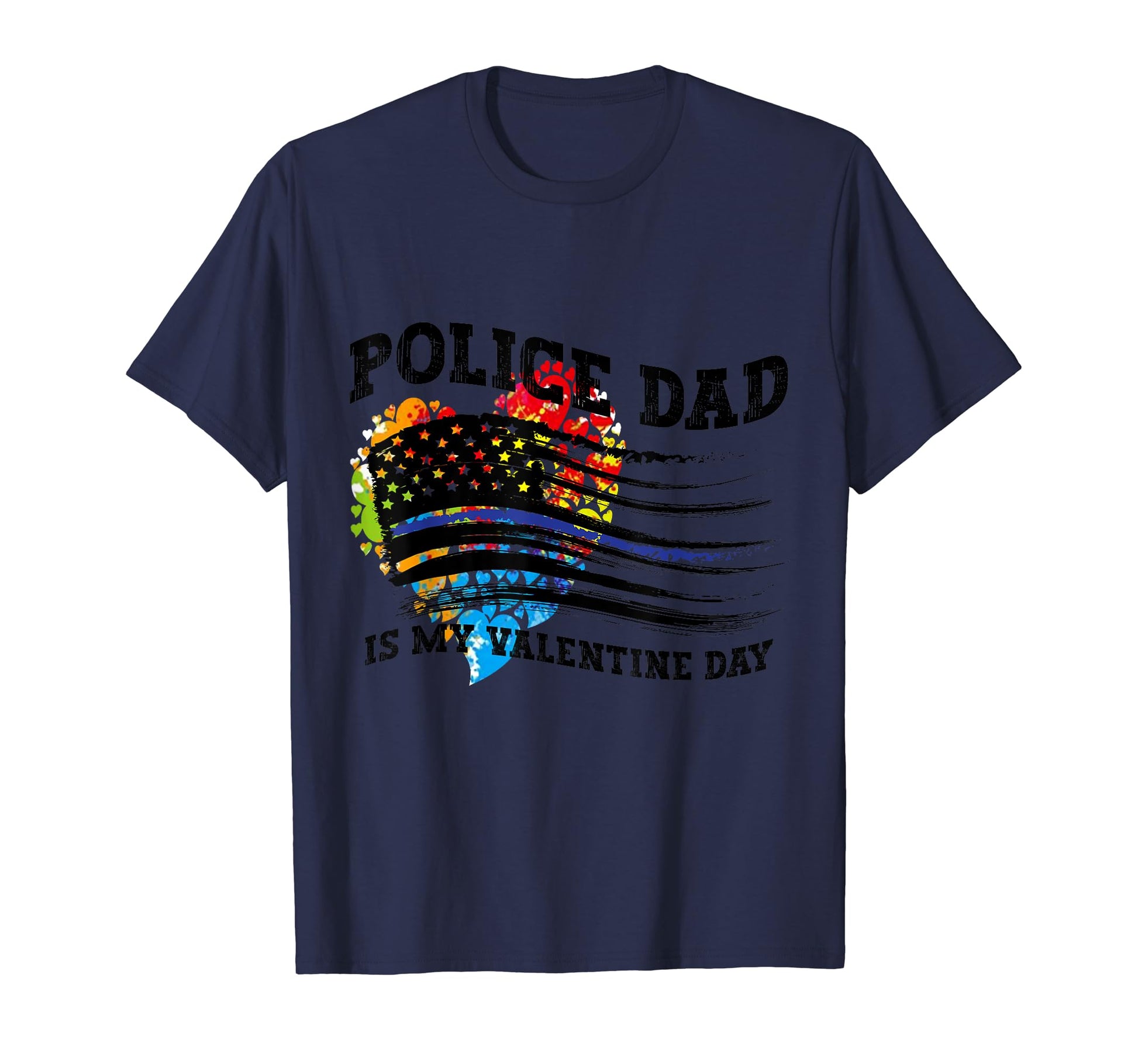Police Valentines Police Dad Gift T-Shirt - Minimalist Print Men Women - T-Shirt, Sweatshirt, Hoodie