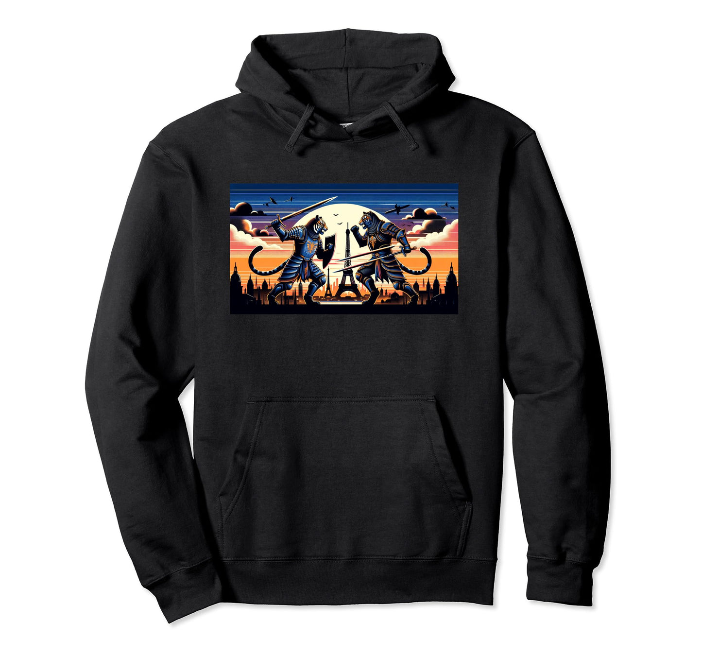 Japanese Fighters Tigers Battling Paris Hoodie - Novelty Apparel Unisex - T-Shirt, Sweatshirt, Hoodie