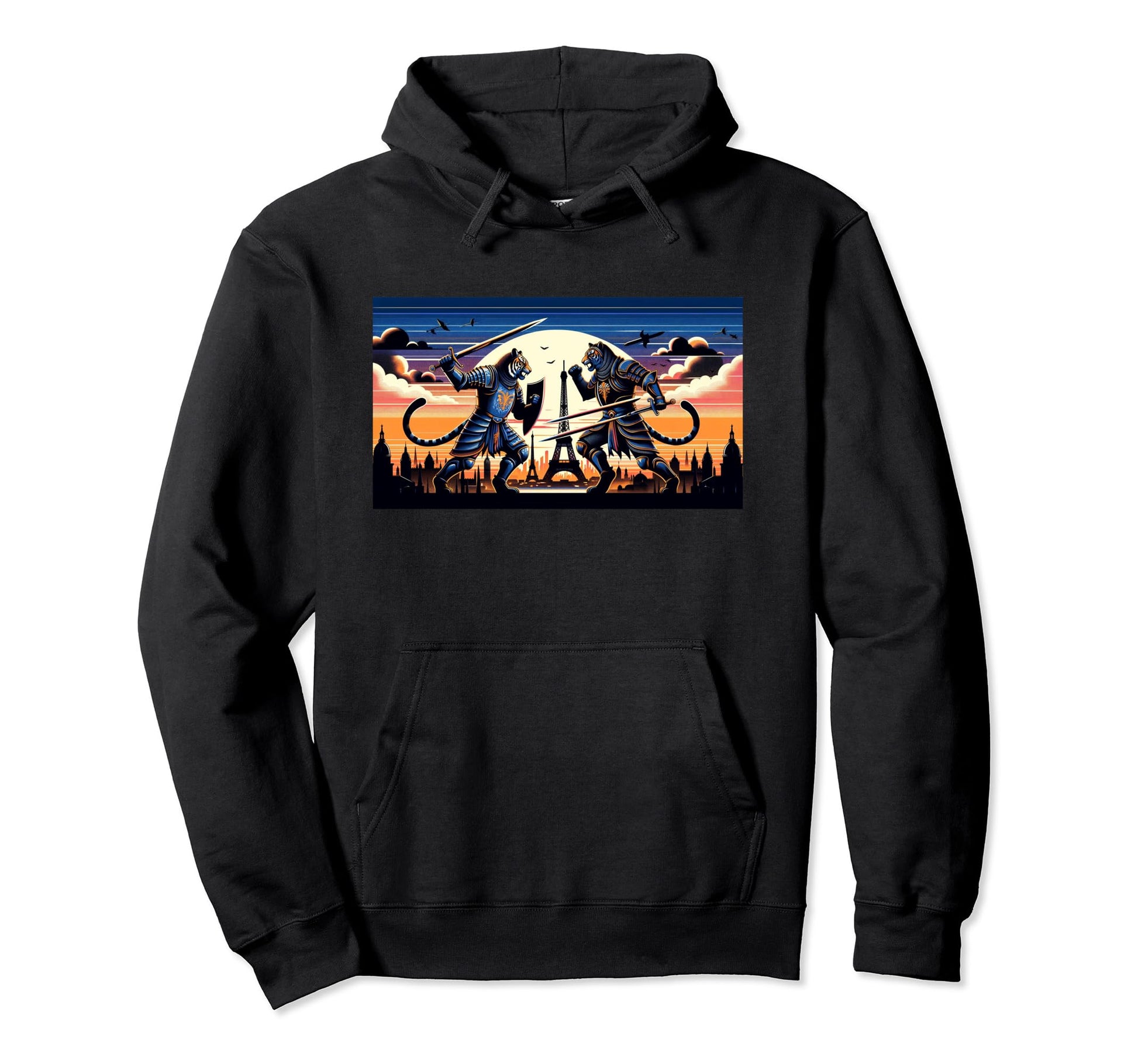 Japanese Fighters Tigers Battling Paris Hoodie - Novelty Apparel Unisex - T-Shirt, Sweatshirt, Hoodie
