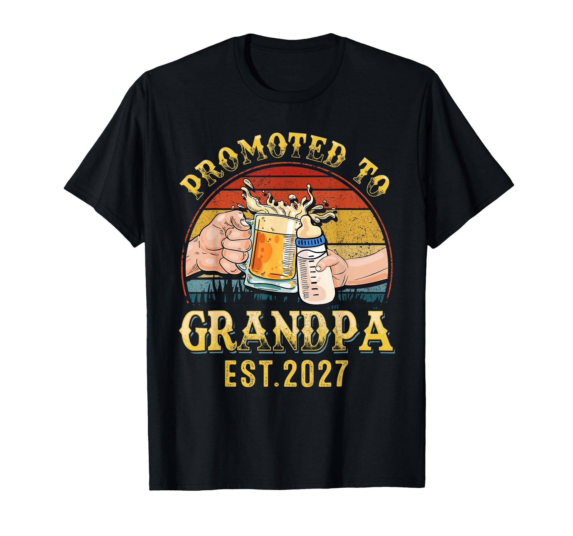 Promoted To Grandpa Est 2027 New Dad T-Shirt - Aesthetic Graphic for Adults - T-Shirt, Sweatshirt, Hoodie