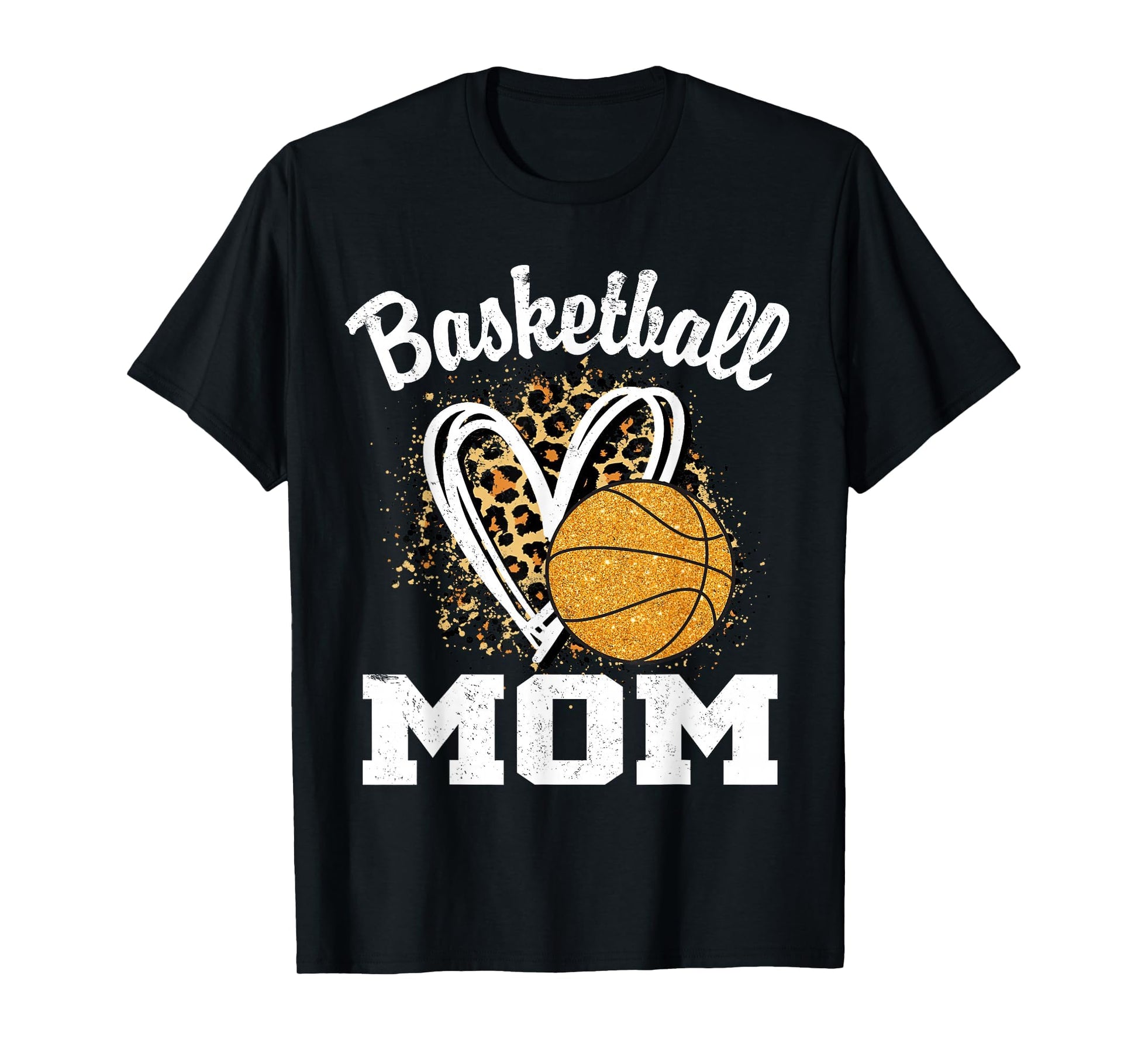 Basketball Mom Leopard Heart T-Shirt - Novelty Apparel for Adults - T-Shirt, Sweatshirt, Hoodie