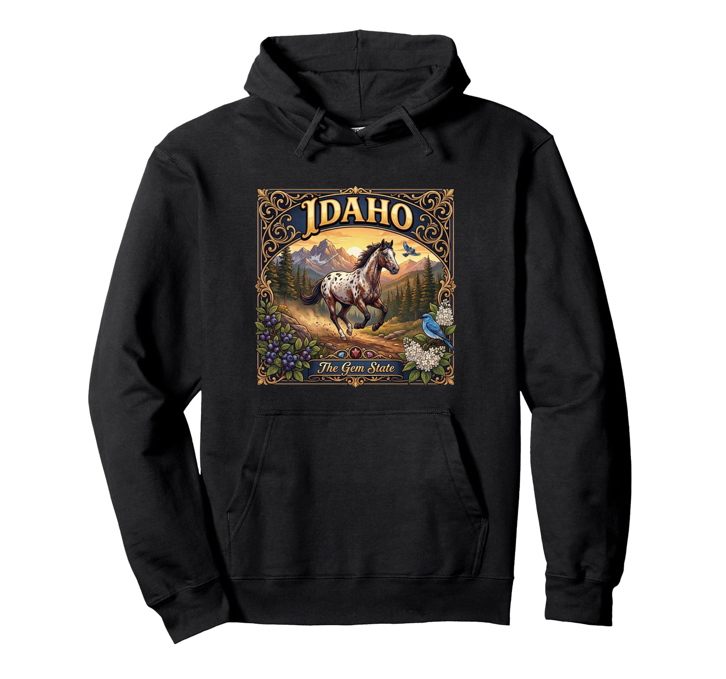 Idaho Appaloosa Horse Huckleberries Hoodie - Novelty Apparel Unisex - T-Shirt, Sweatshirt, Hoodie