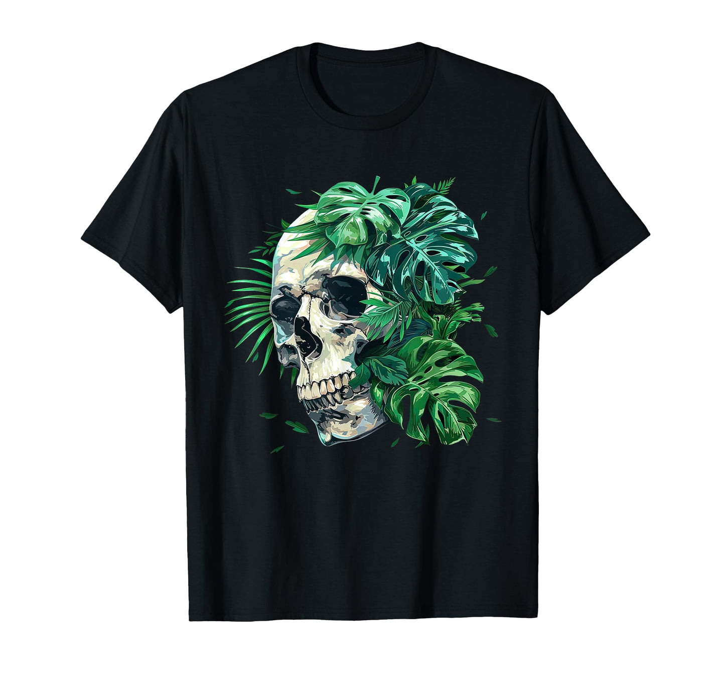 Aesthetic Goth Grunge Skull Tropical T-Shirt - Custom Art Print for Adults - T-Shirt, Sweatshirt, Hoodie