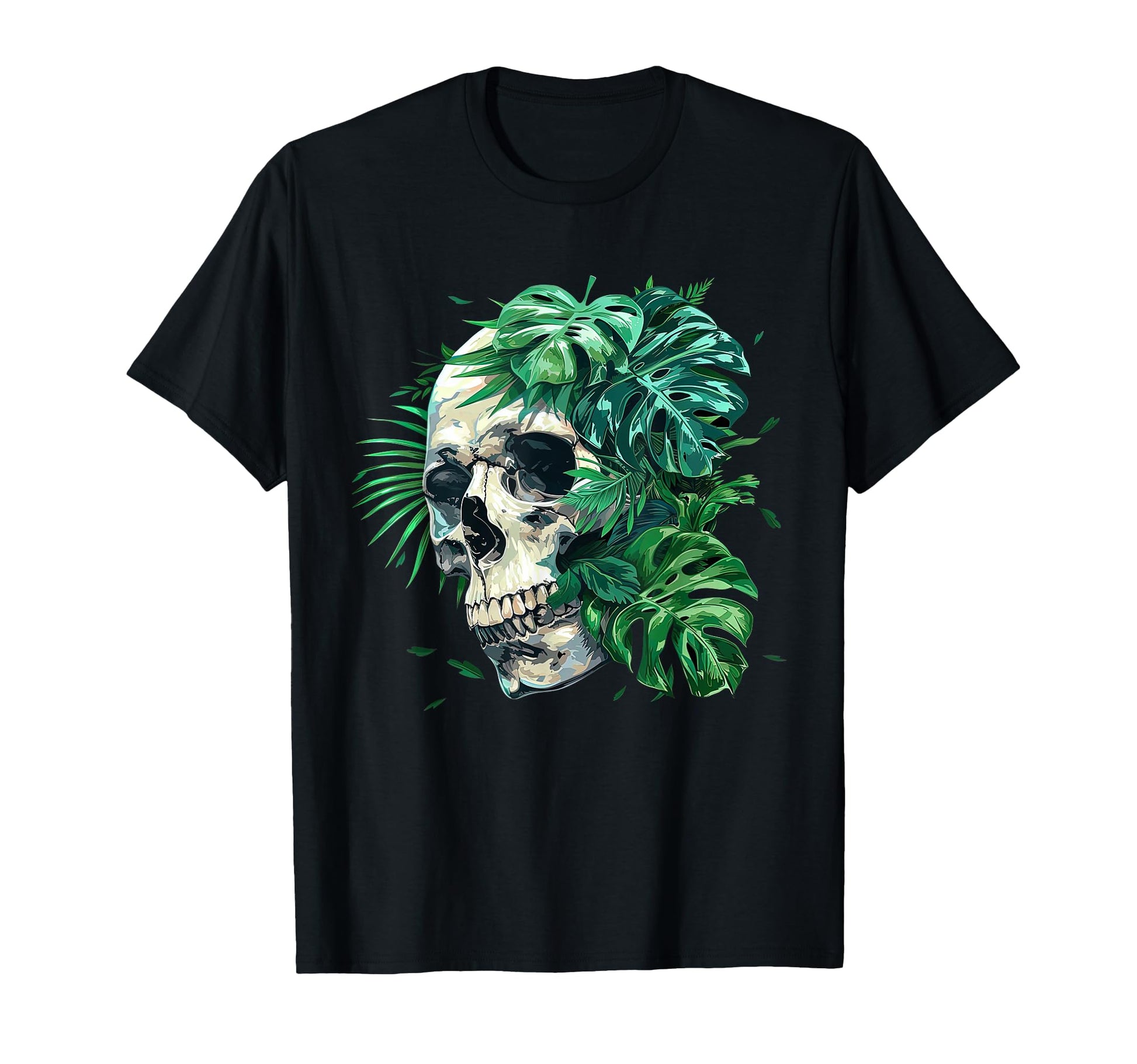 Aesthetic Goth Grunge Skull Tropical T-Shirt - Custom Art Print for Adults - T-Shirt, Sweatshirt, Hoodie