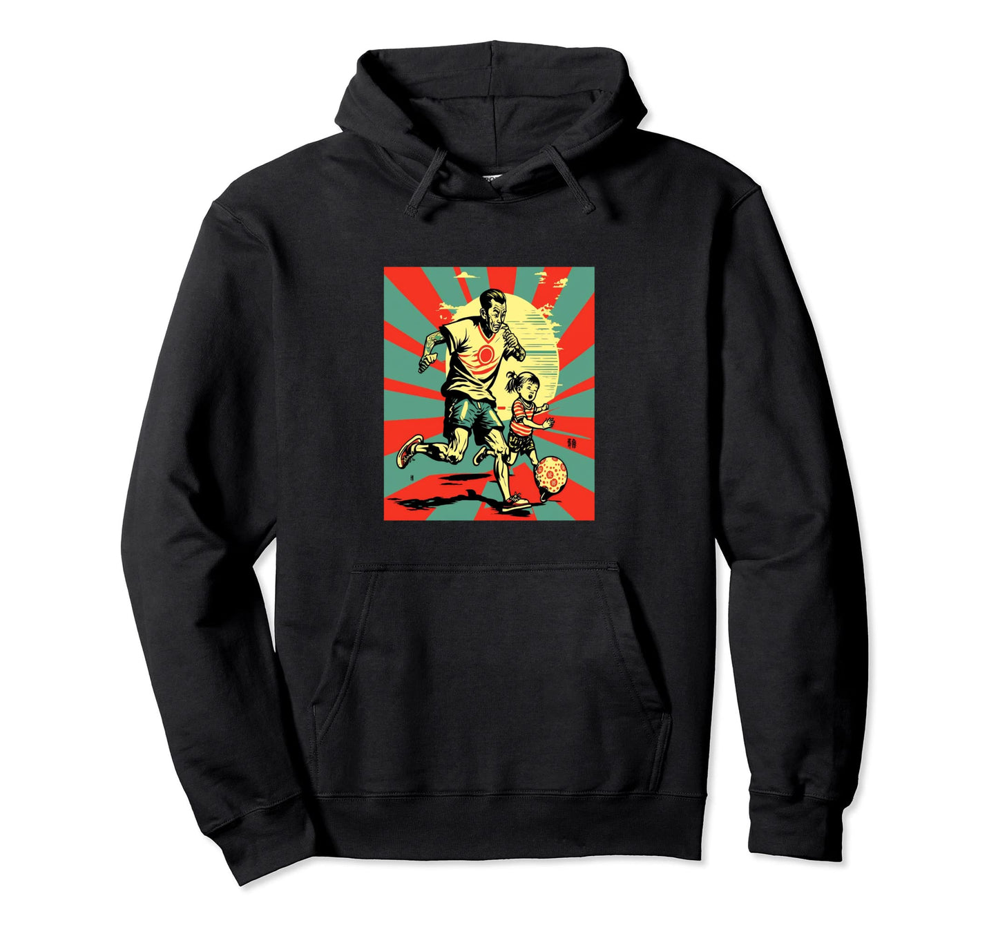 Dad And Daughter Playing Football Pop Hoodie - Streetwear Style Men Women - T-Shirt, Sweatshirt, Hoodie