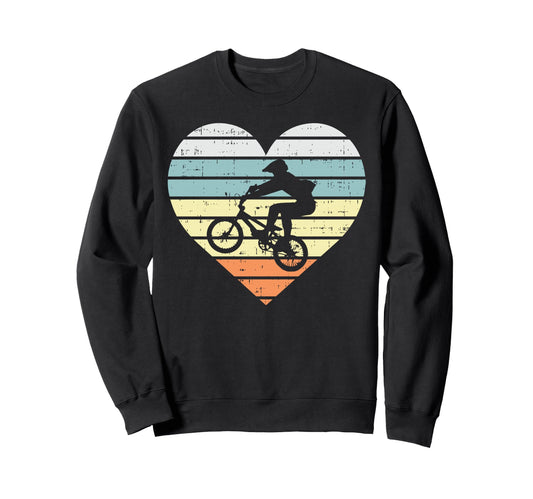 Bmx Biker Heart Racing Biking Cycling Sweatshirt - Streetwear Style Unisex - T-Shirt, Sweatshirt, Hoodie