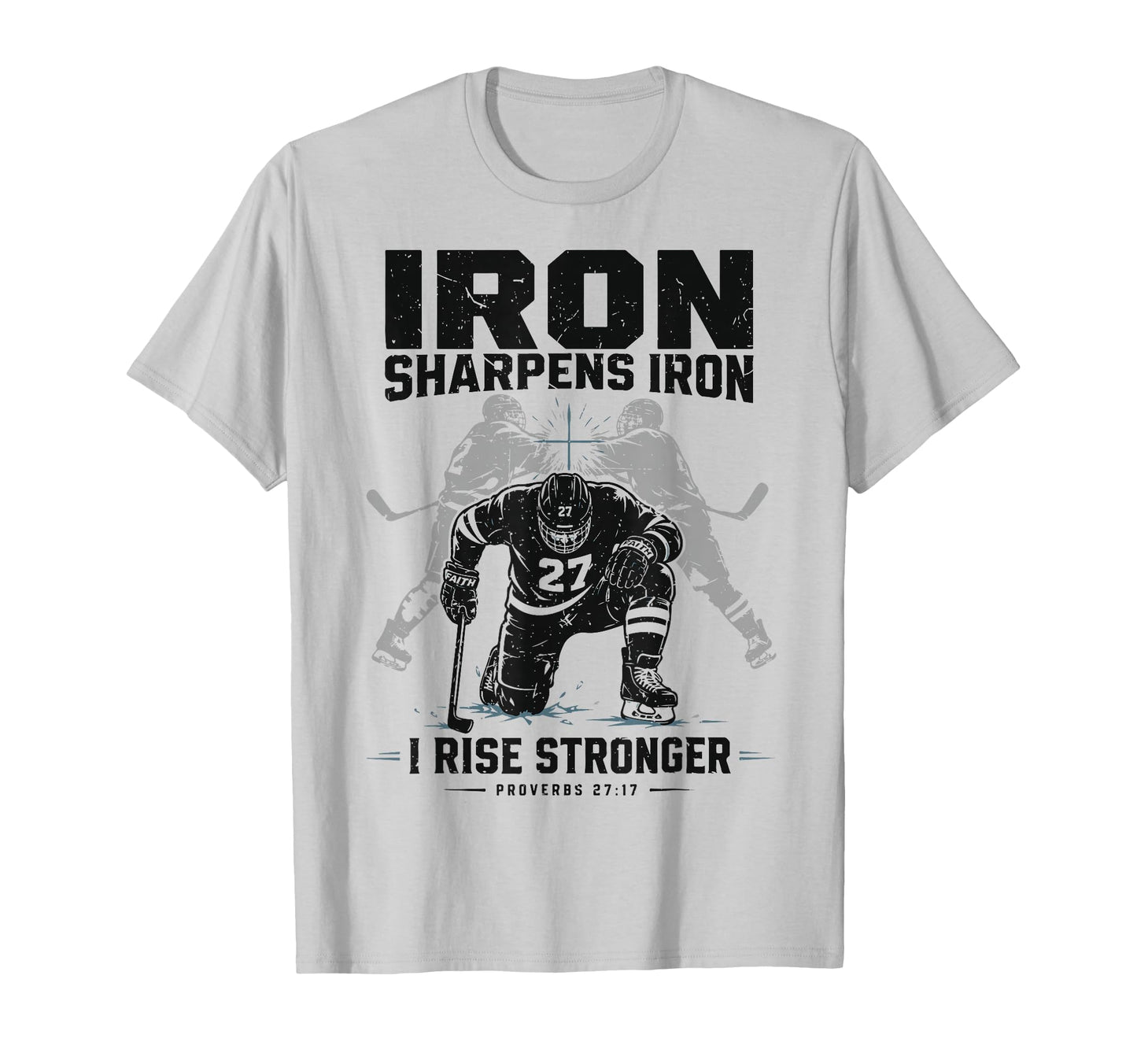 Christian Hockey Religious Gift Iron T-Shirt - Minimalist Print for Adults - T-Shirt, Sweatshirt, Hoodie