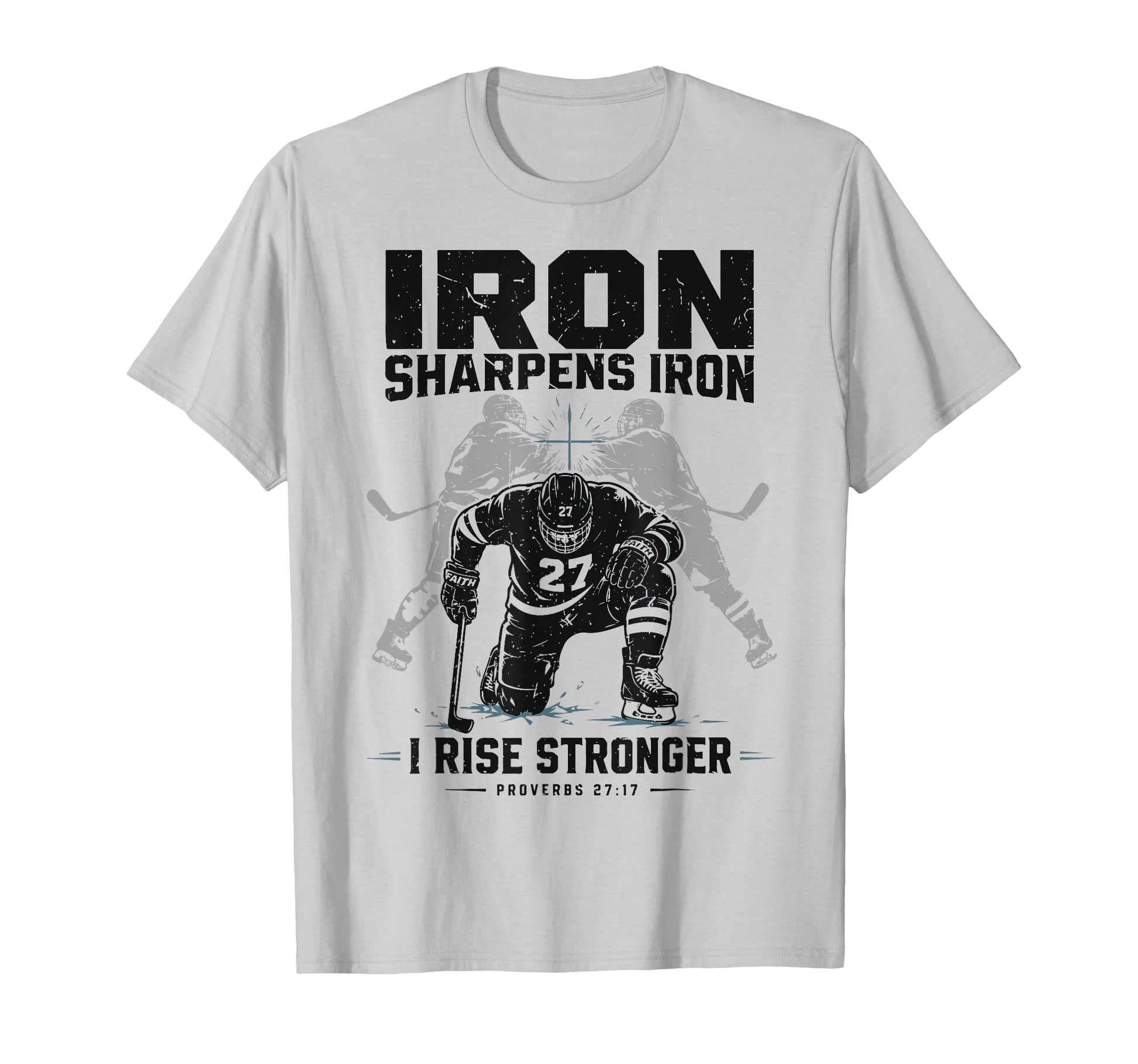 Christian Hockey Religious Gift Iron T-Shirt - Minimalist Print for Adults - T-Shirt, Sweatshirt, Hoodie