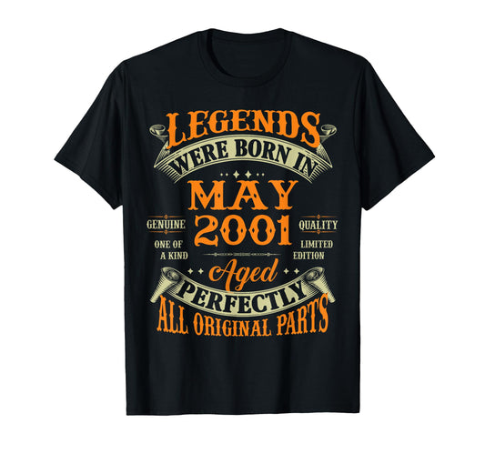 25Th Birthday Gift Legend Born May 2001 25 T-Shirt - Trendy Graphic Unisex - T-Shirt, Sweatshirt, Hoodie