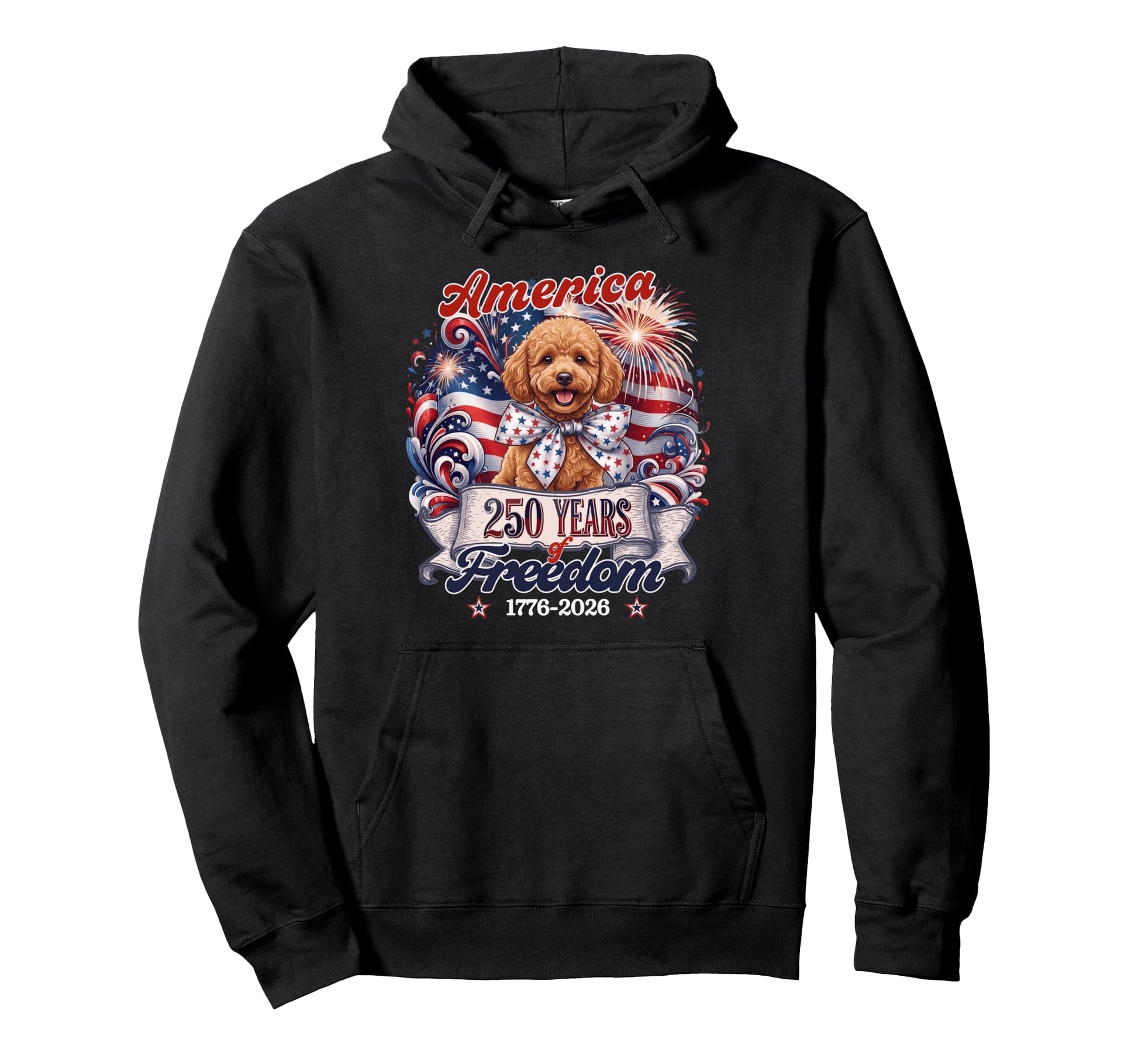 Poodle Dog 250Th America Patriotic Usa Hoodie - Custom Art Print Men Women - T-Shirt, Sweatshirt, Hoodie