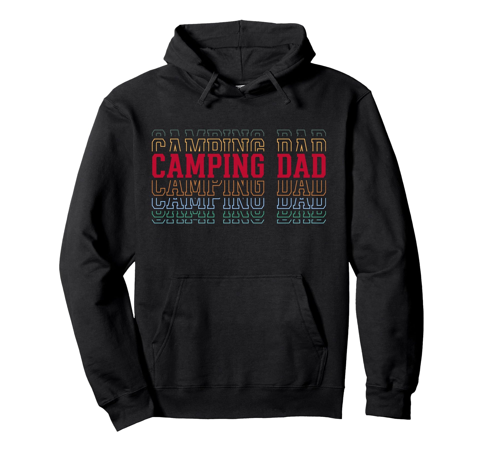 Camping Dad Funny Layered Text Father Hoodie - Aesthetic Graphic Unisex - T-Shirt, Sweatshirt, Hoodie
