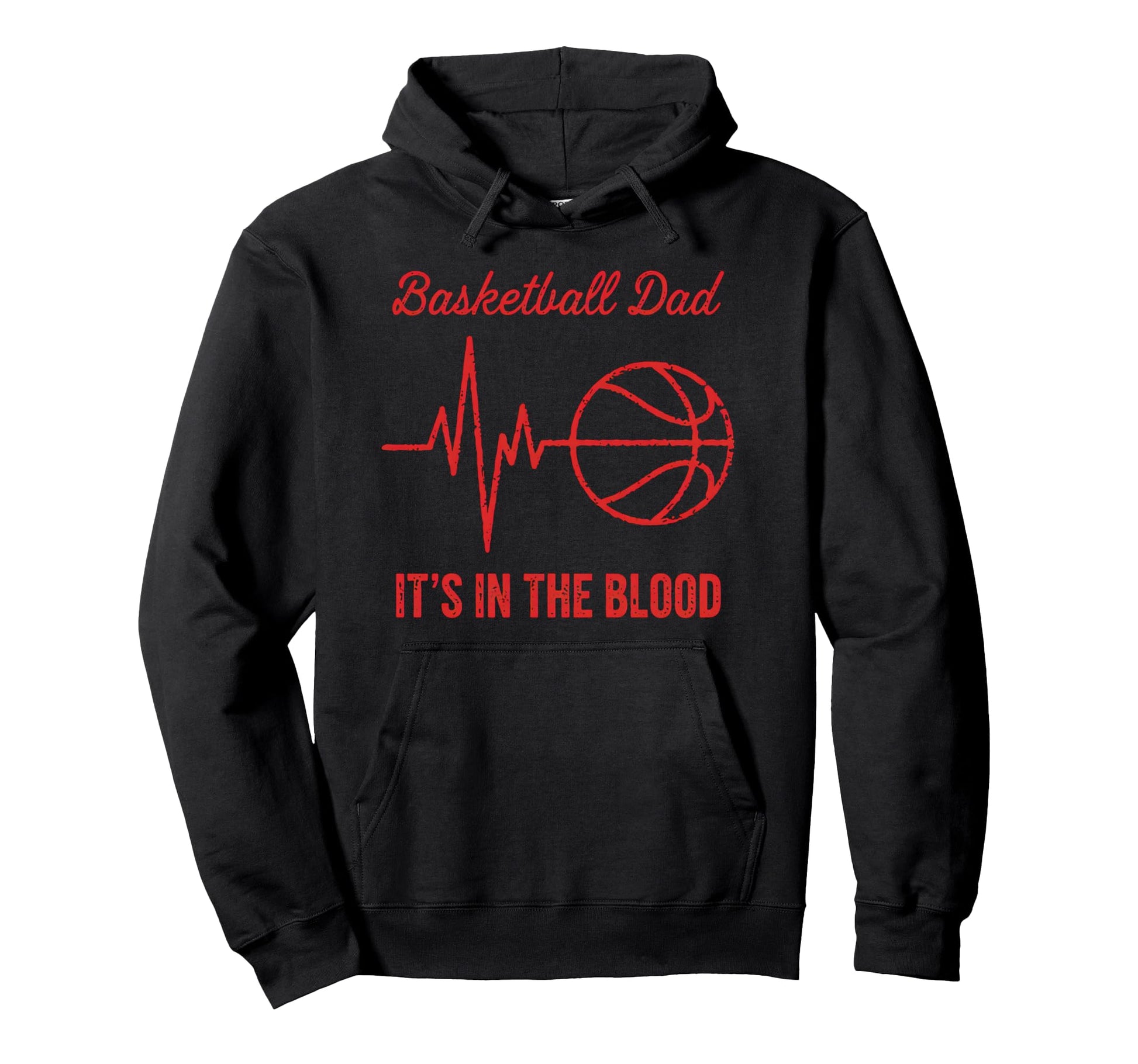 Basketball Dad Basketball Heartbeat Hoodie - Novelty Apparel for Adults - T-Shirt, Sweatshirt, Hoodie