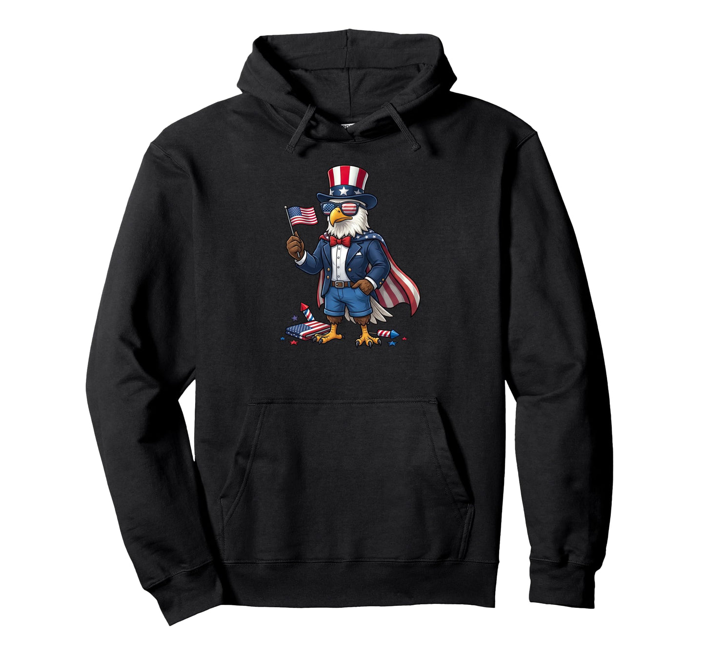 Funny Eagle American Usa Flag Hoodie - Custom Art Print for Adults - T-Shirt, Sweatshirt, Hoodie
