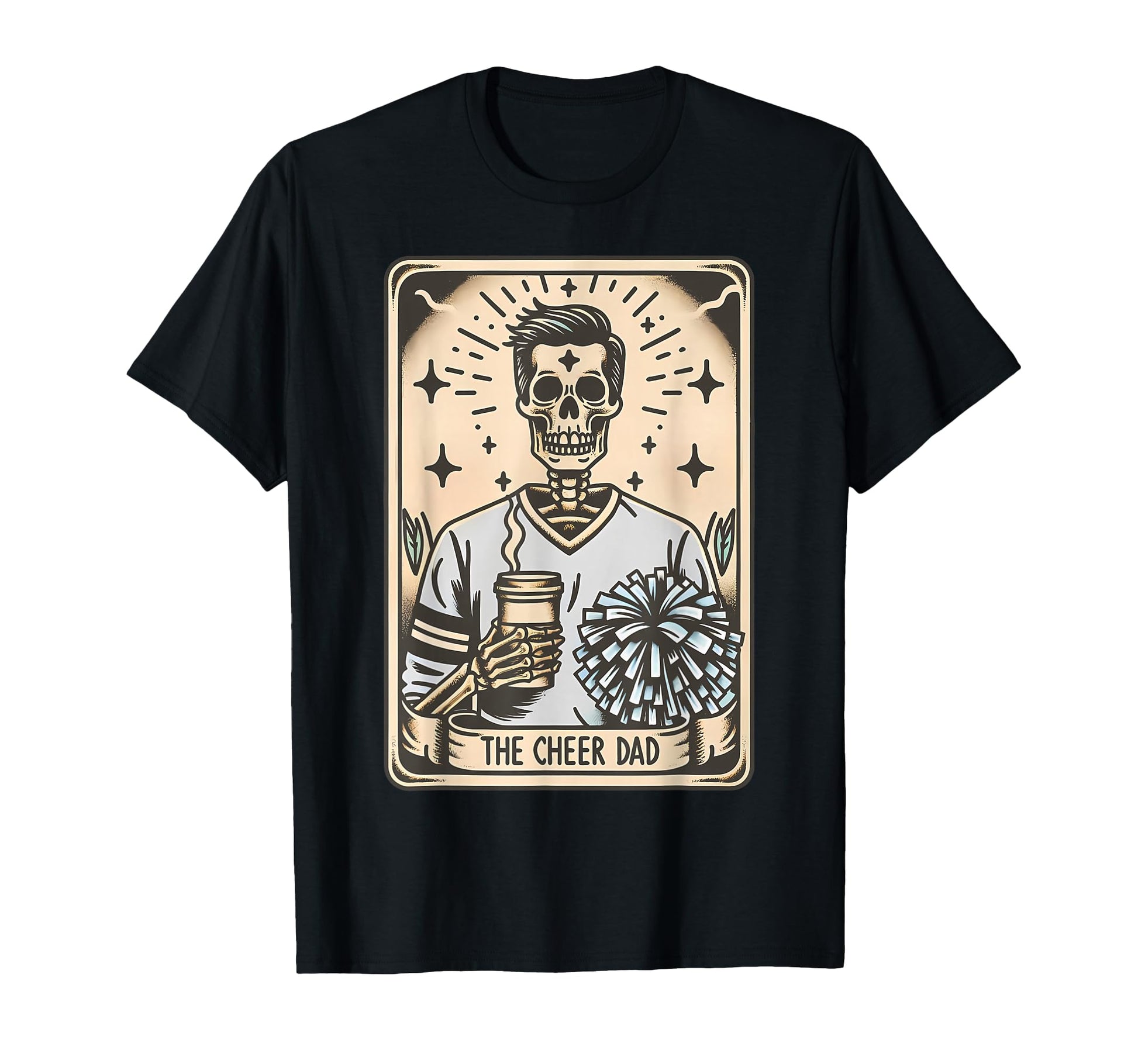 Funny Cheer Dad Tarot Card Skeleton T-Shirt - Minimalist Print Unisex - T-Shirt, Sweatshirt, Hoodie