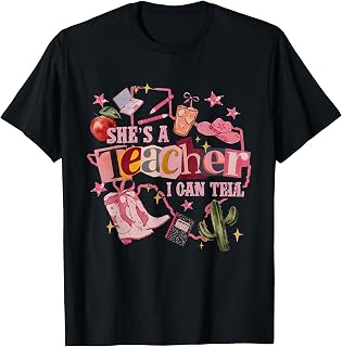 Retro Cute She's A Teacher I Can Tell Western Back to School T-Shirt Unisex T-shirt, Sweatshirt, Hoodie, Long Sleeve Tee - T-Shirt, Sweatshirt, Hoodie