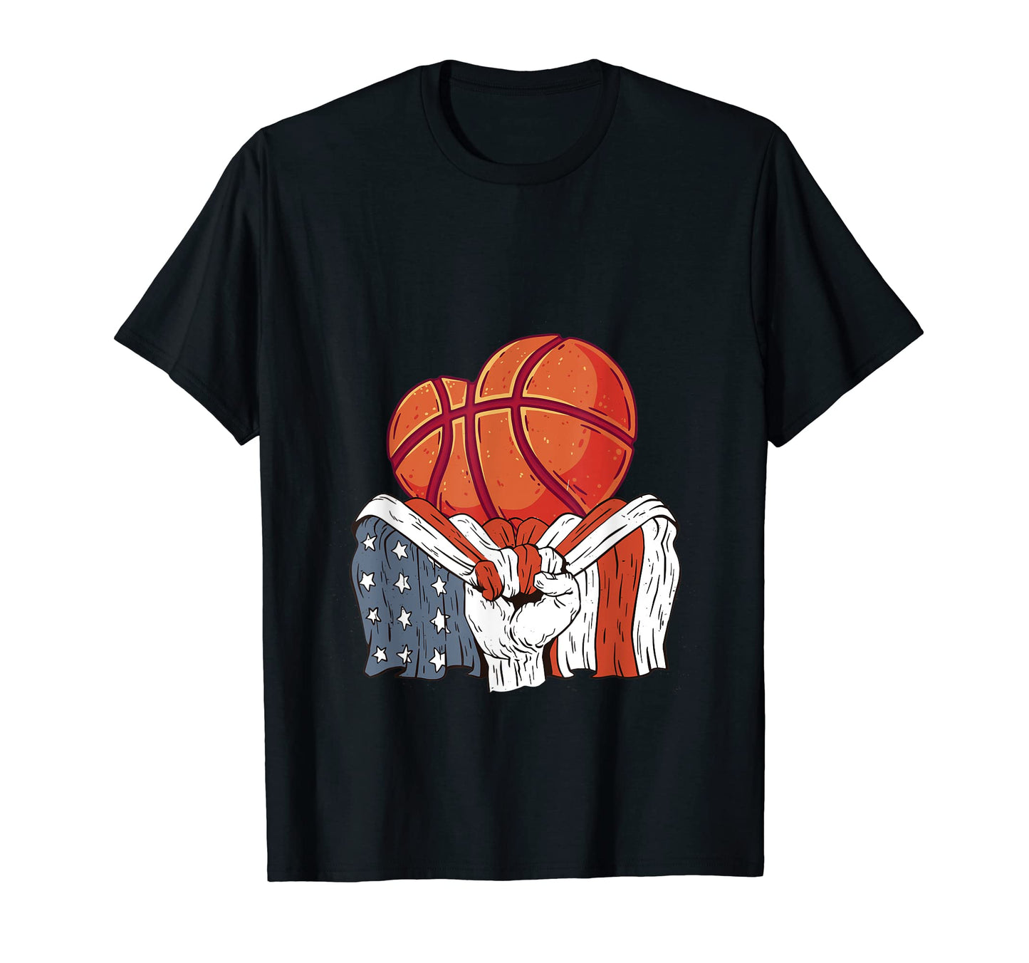 Basketball Heart Player American Flag T-Shirt - Fun Novelty Design Unisex - T-Shirt, Sweatshirt, Hoodie