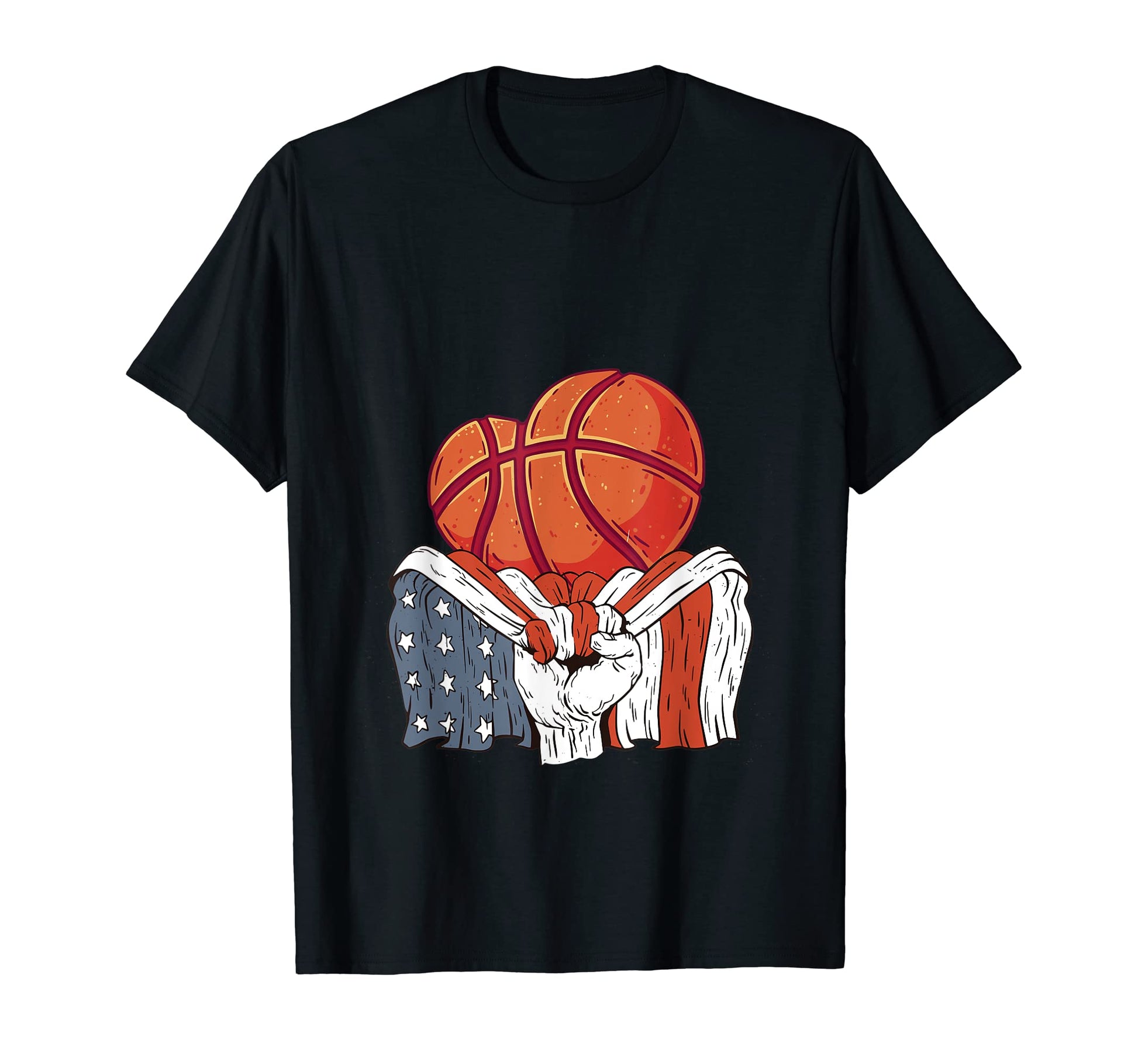 Basketball Heart Player American Flag T-Shirt - Fun Novelty Design Unisex - T-Shirt, Sweatshirt, Hoodie