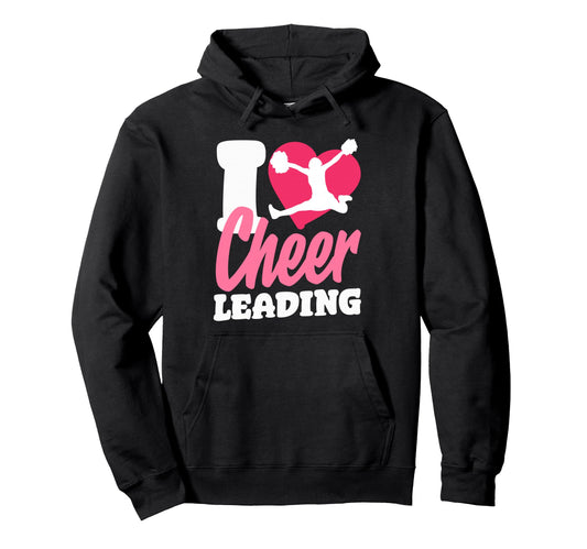 Cheer Cheerleading Heart I Love Hoodie - Trendy Graphic for Adults - T-Shirt, Sweatshirt, Hoodie