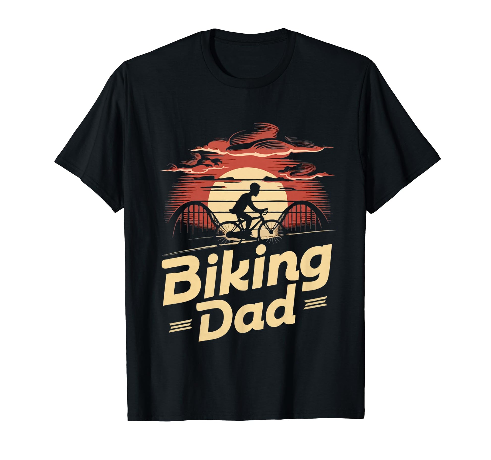 Biking Dad Sunset Fathers Day T-Shirt - Casual Everyday Wear for Adults - T-Shirt, Sweatshirt, Hoodie