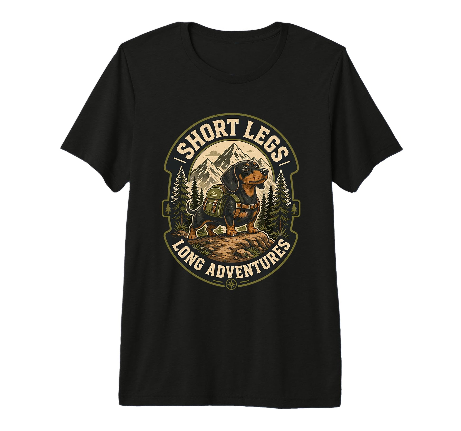 Dachshund Hiking Dog Short Legs T-Shirt - Casual Everyday Wear Men Women - T-Shirt, Sweatshirt, Hoodie
